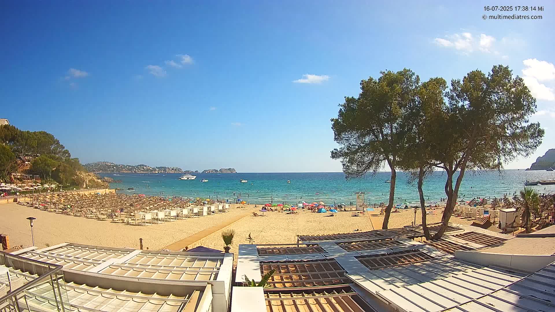 Paguera, Playa Tora Beach from Mar y Mar Restaurant Live Cam - Mallorca, Balearic Islands, Spain