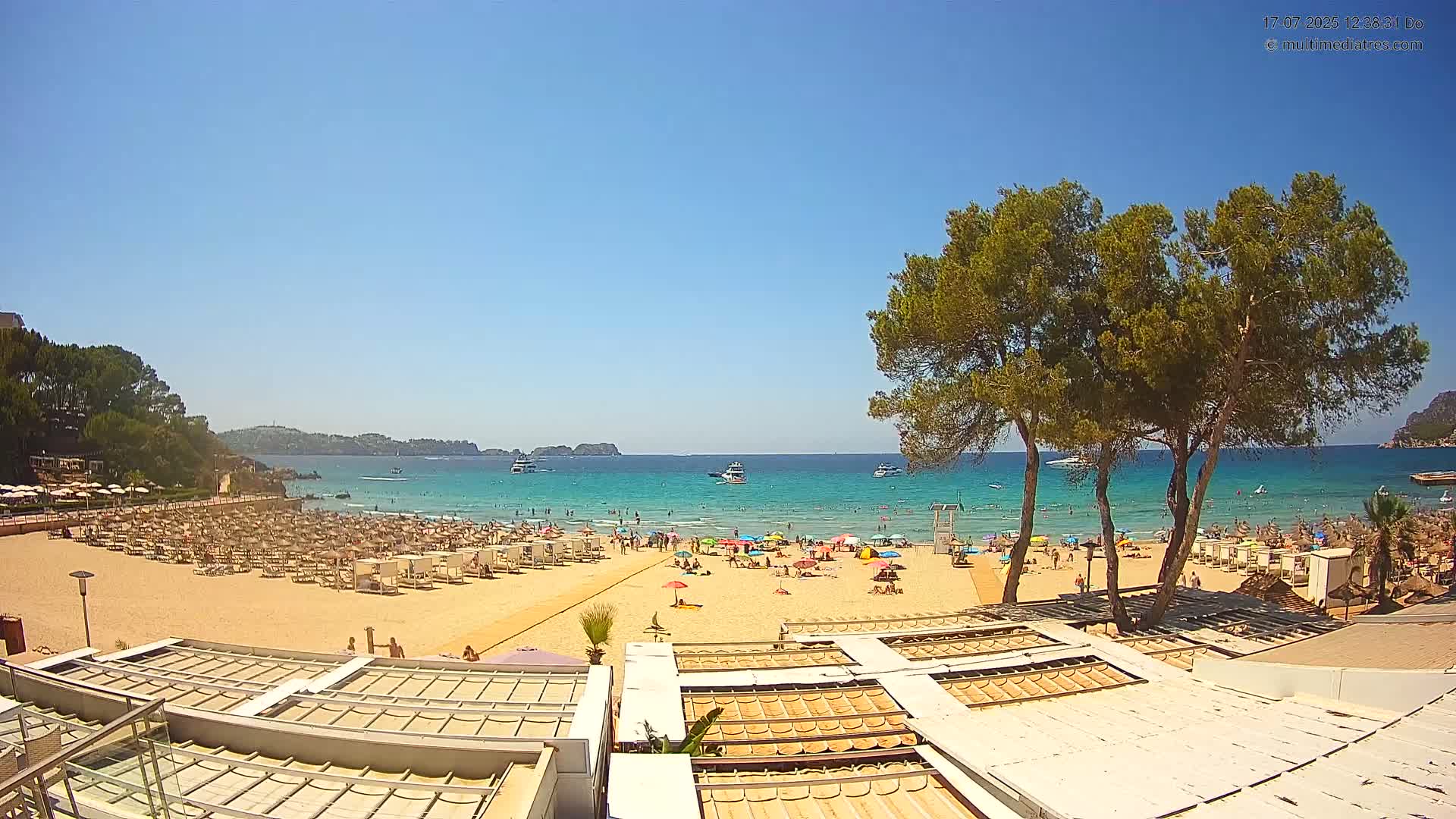 Paguera, Playa Tora Beach from Mar y Mar Restaurant Live Cam - Mallorca, Balearic Islands, Spain