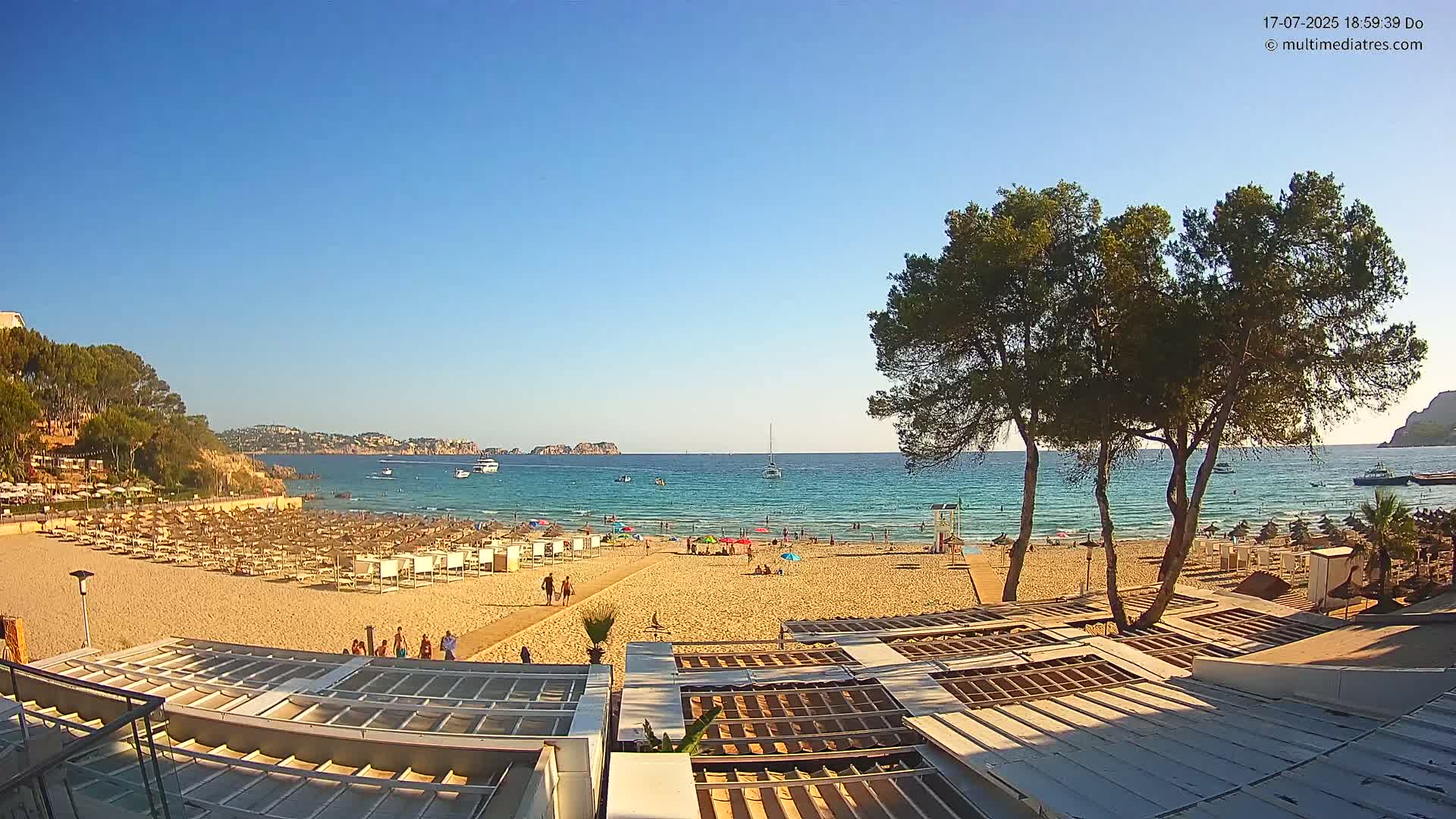 Paguera, Playa Tora Beach from Mar y Mar Restaurant Live Cam - Mallorca, Balearic Islands, Spain