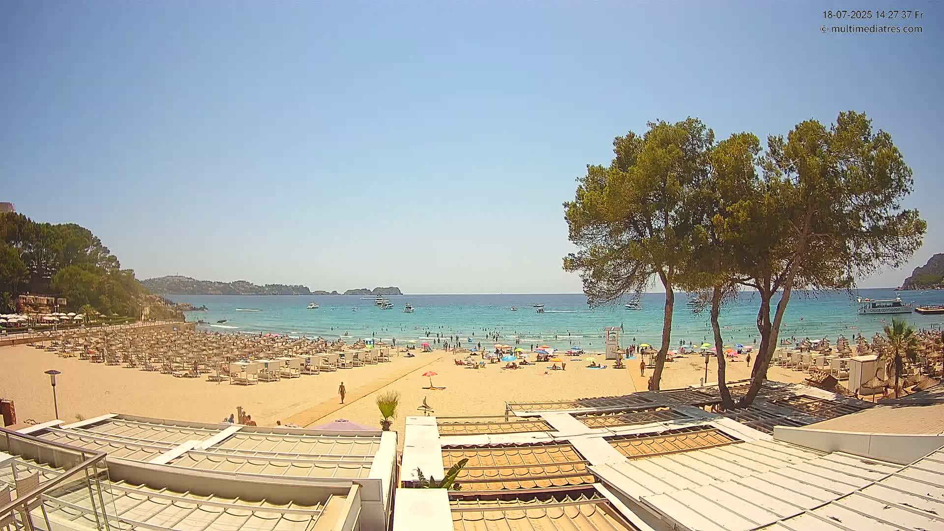 Paguera, Playa Tora Beach from Mar y Mar Restaurant Live Cam - Mallorca, Balearic Islands, Spain
