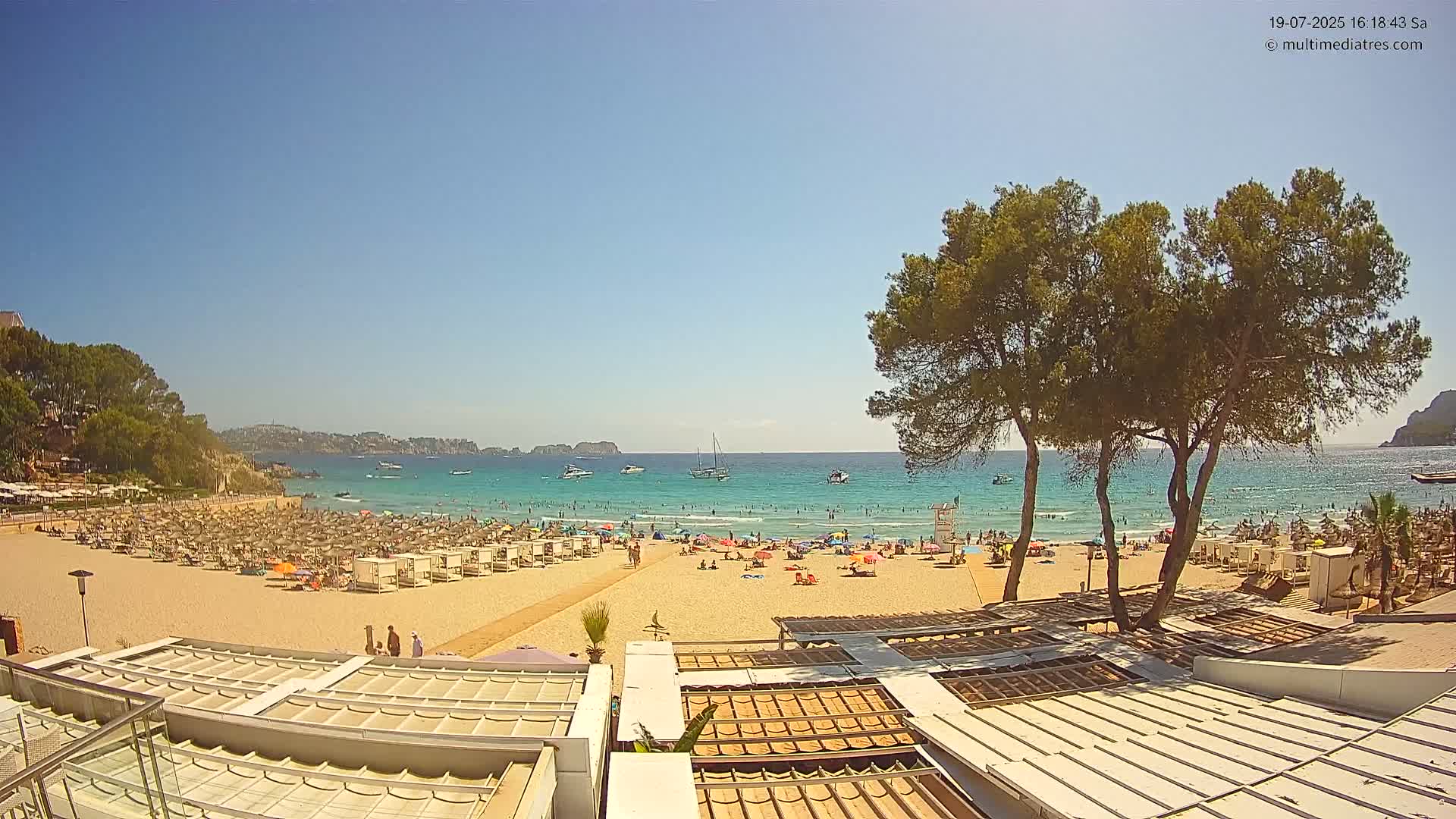 Paguera, Playa Tora Beach from Mar y Mar Restaurant Live Cam - Mallorca, Balearic Islands, Spain