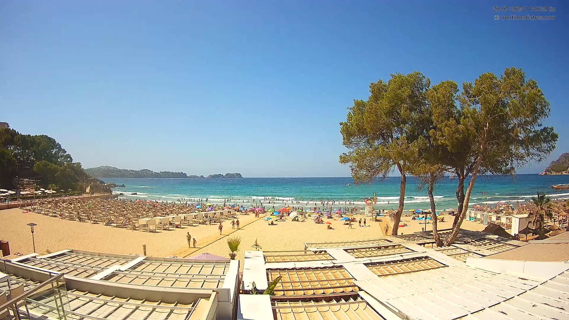 Paguera, Playa Tora Beach from Mar y Mar Restaurant Live Cam - Mallorca, Balearic Islands, Spain