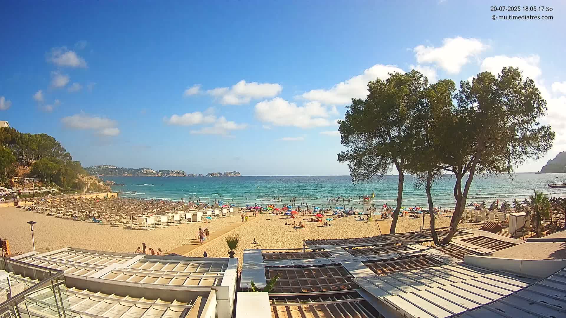 Paguera, Playa Tora Beach from Mar y Mar Restaurant Live Cam - Mallorca, Balearic Islands, Spain