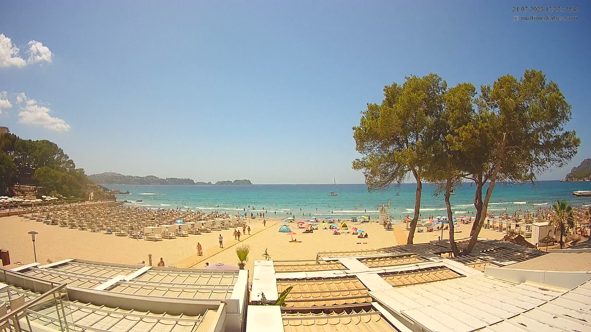 Paguera, Playa Tora Beach from Mar y Mar Restaurant Live Cam - Mallorca, Balearic Islands, Spain