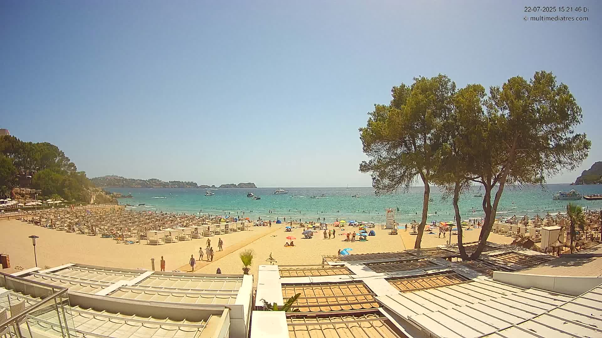 Paguera, Playa Tora Beach from Mar y Mar Restaurant Live Cam - Mallorca, Balearic Islands, Spain