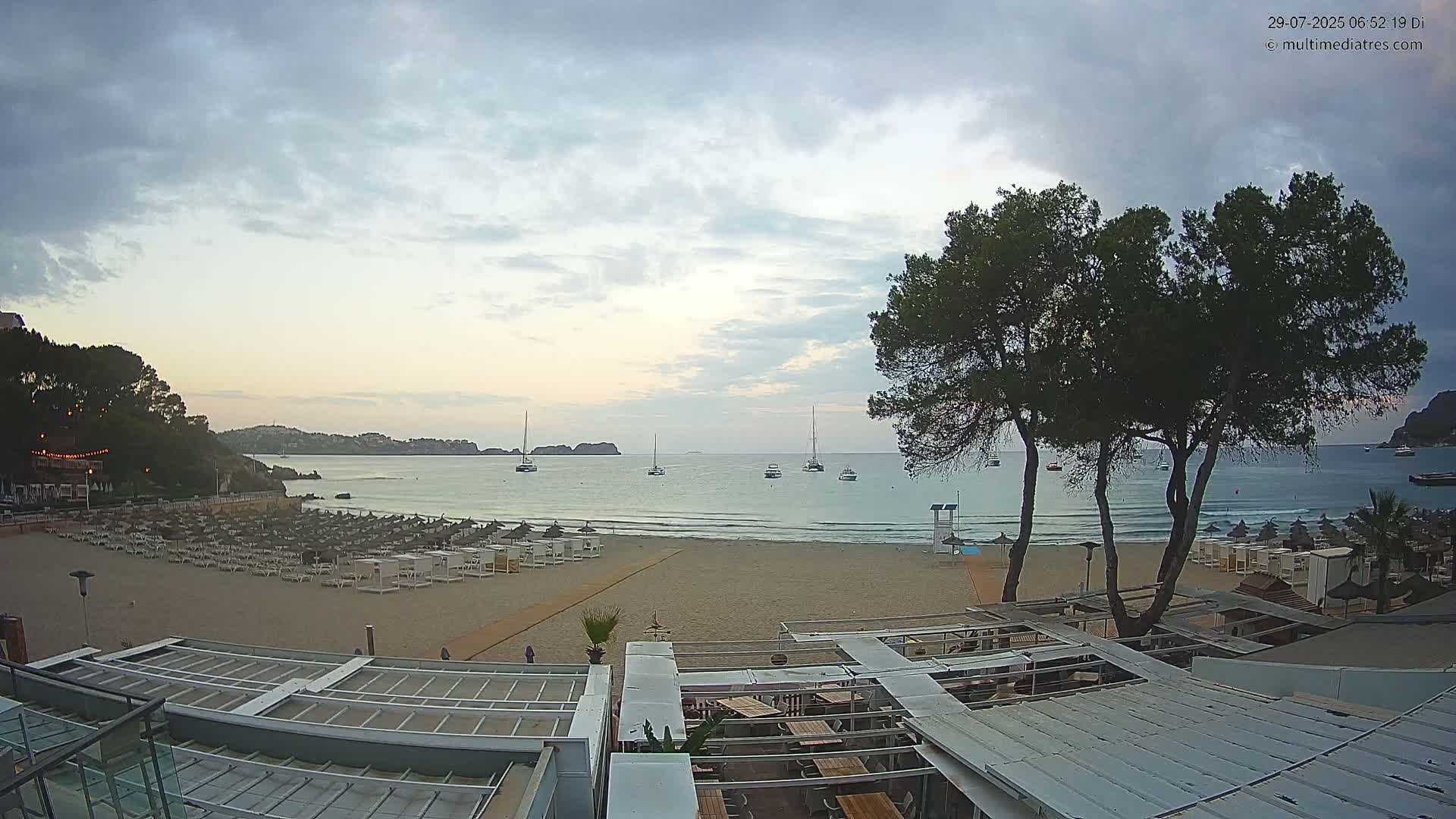 Paguera, Playa Tora Beach from Mar y Mar Restaurant Live Cam - Mallorca, Balearic Islands, Spain