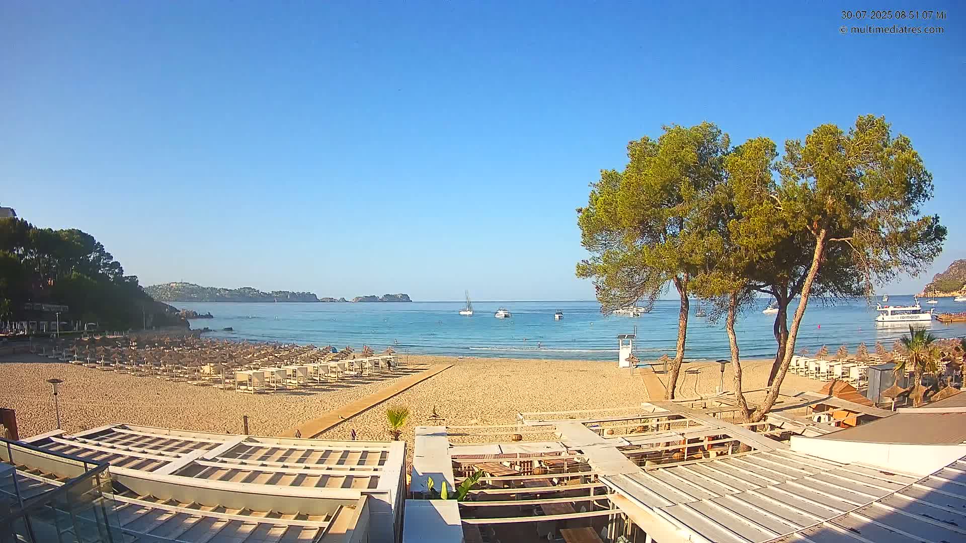Paguera, Playa Tora Beach from Mar y Mar Restaurant Live Cam - Mallorca, Balearic Islands, Spain