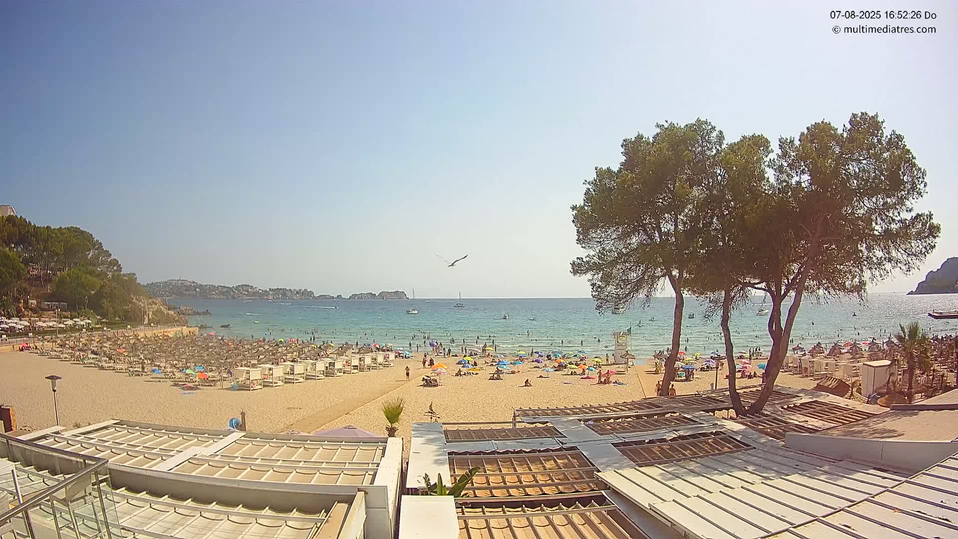 Paguera, Playa Tora Beach from Mar y Mar Restaurant Live Cam - Mallorca, Balearic Islands, Spain