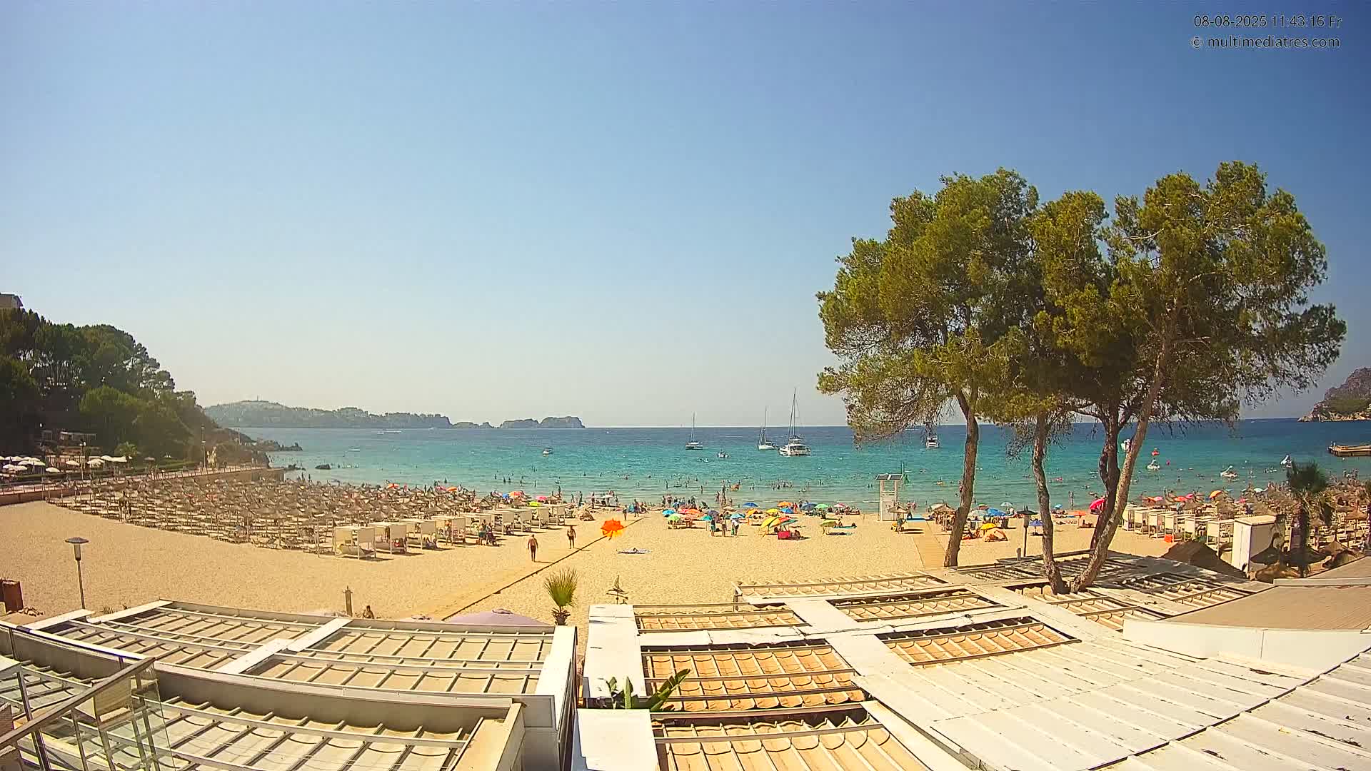 Paguera, Playa Tora Beach from Mar y Mar Restaurant Live Cam - Mallorca, Balearic Islands, Spain