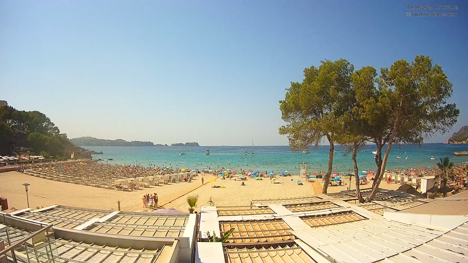 Paguera, Playa Tora Beach from Mar y Mar Restaurant Live Cam - Mallorca, Balearic Islands, Spain