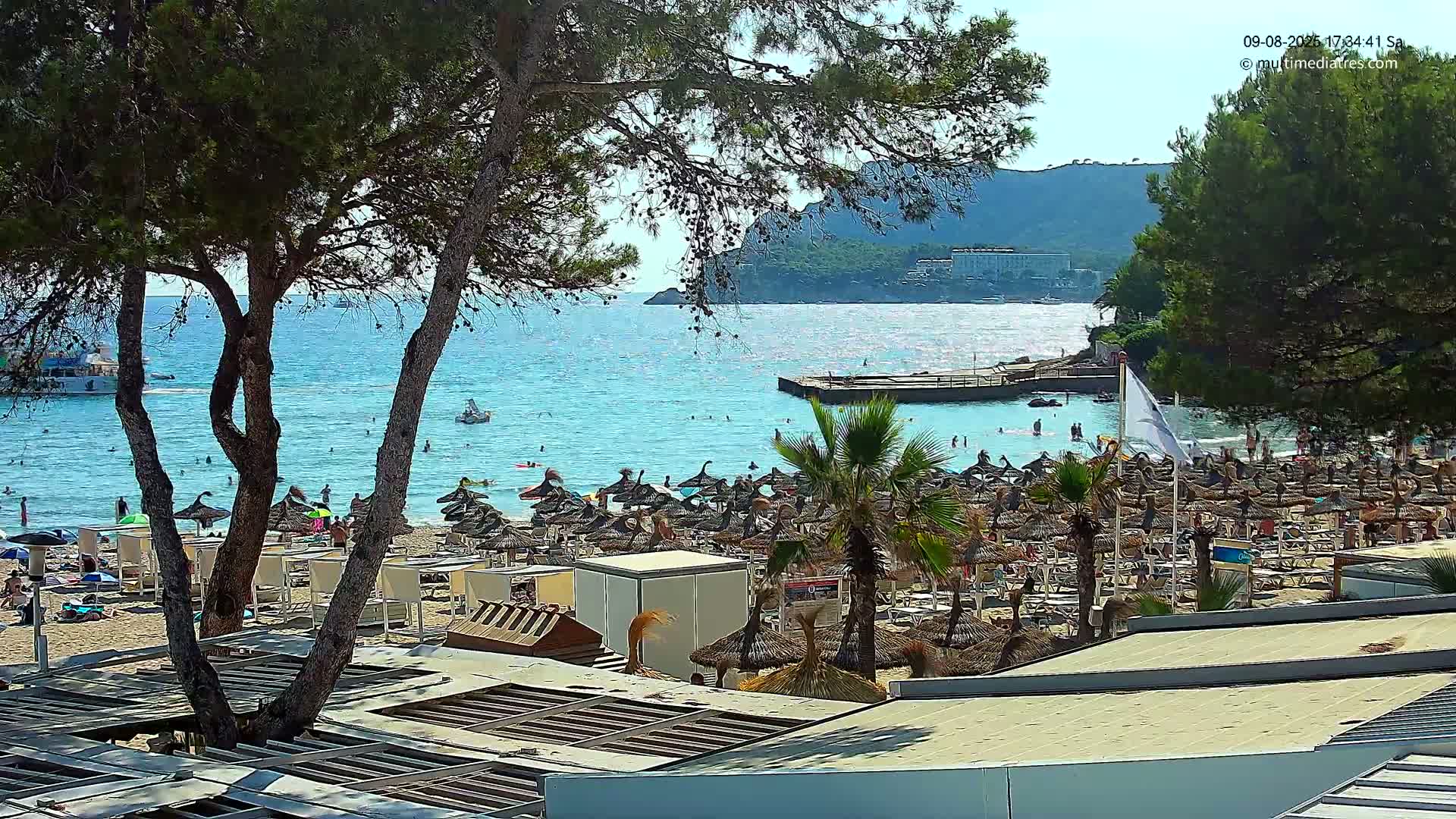 Paguera, Playa Tora Beach from Mar y Mar Restaurant Live Cam - Mallorca, Balearic Islands, Spain