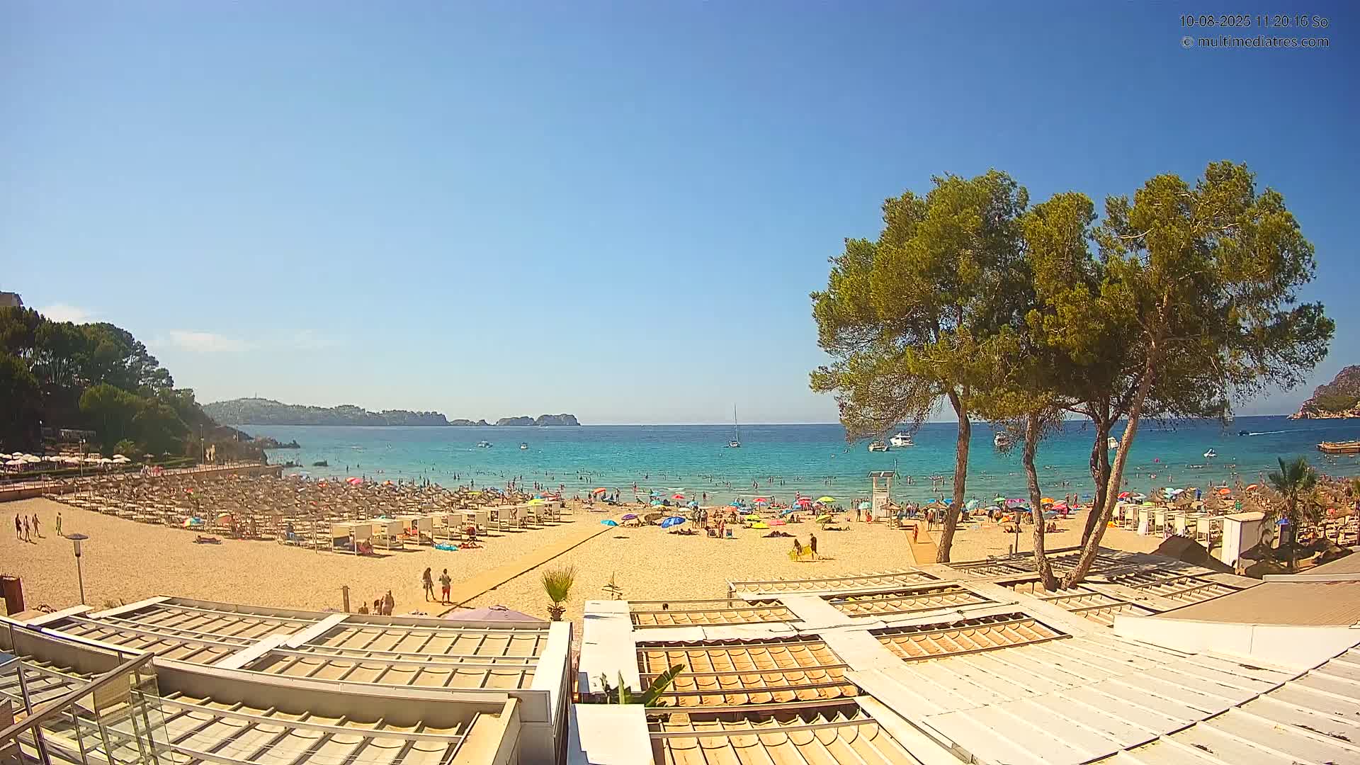 Paguera, Playa Tora Beach from Mar y Mar Restaurant Live Cam - Mallorca, Balearic Islands, Spain