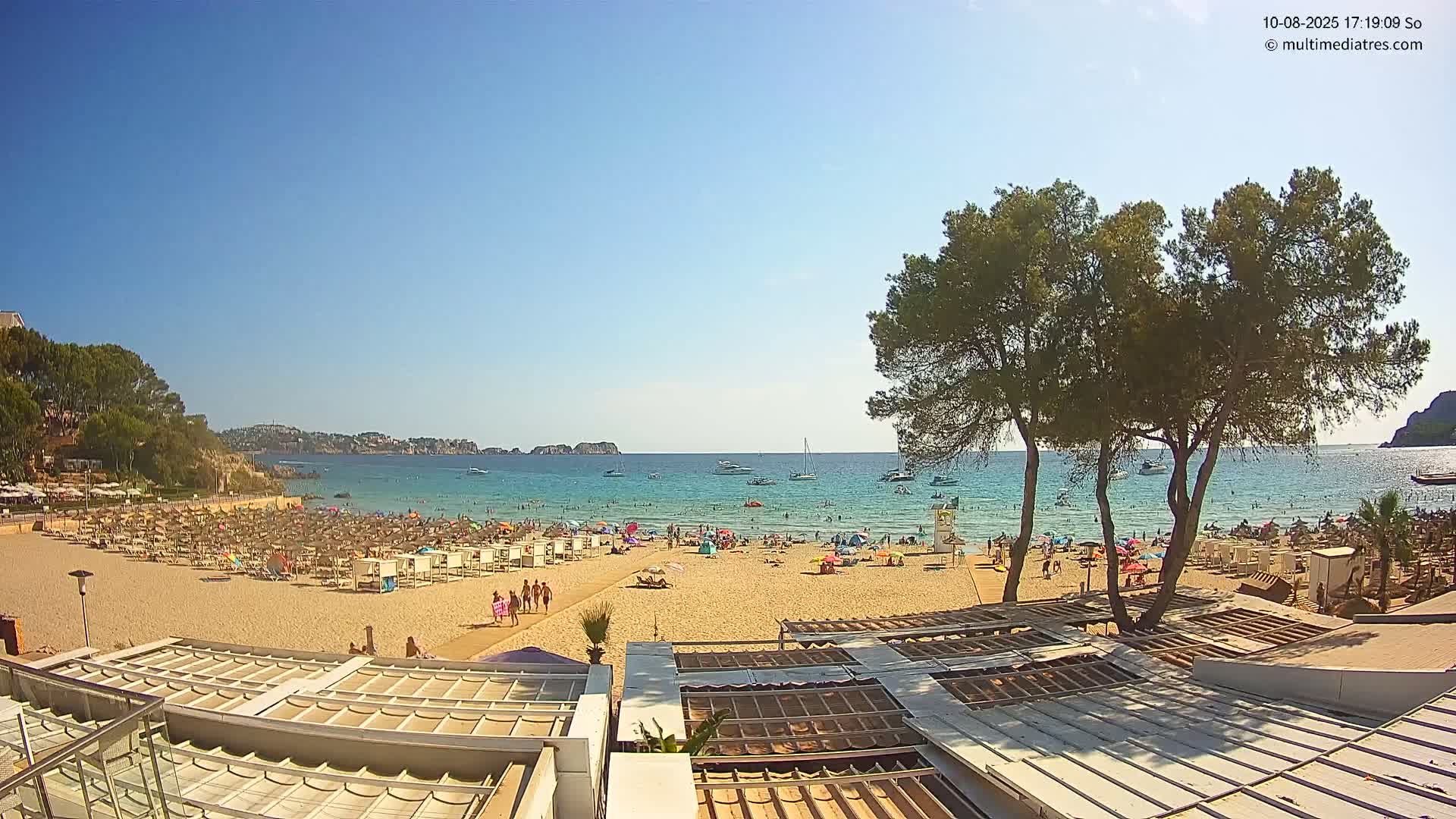 Paguera, Playa Tora Beach from Mar y Mar Restaurant Live Cam - Mallorca, Balearic Islands, Spain