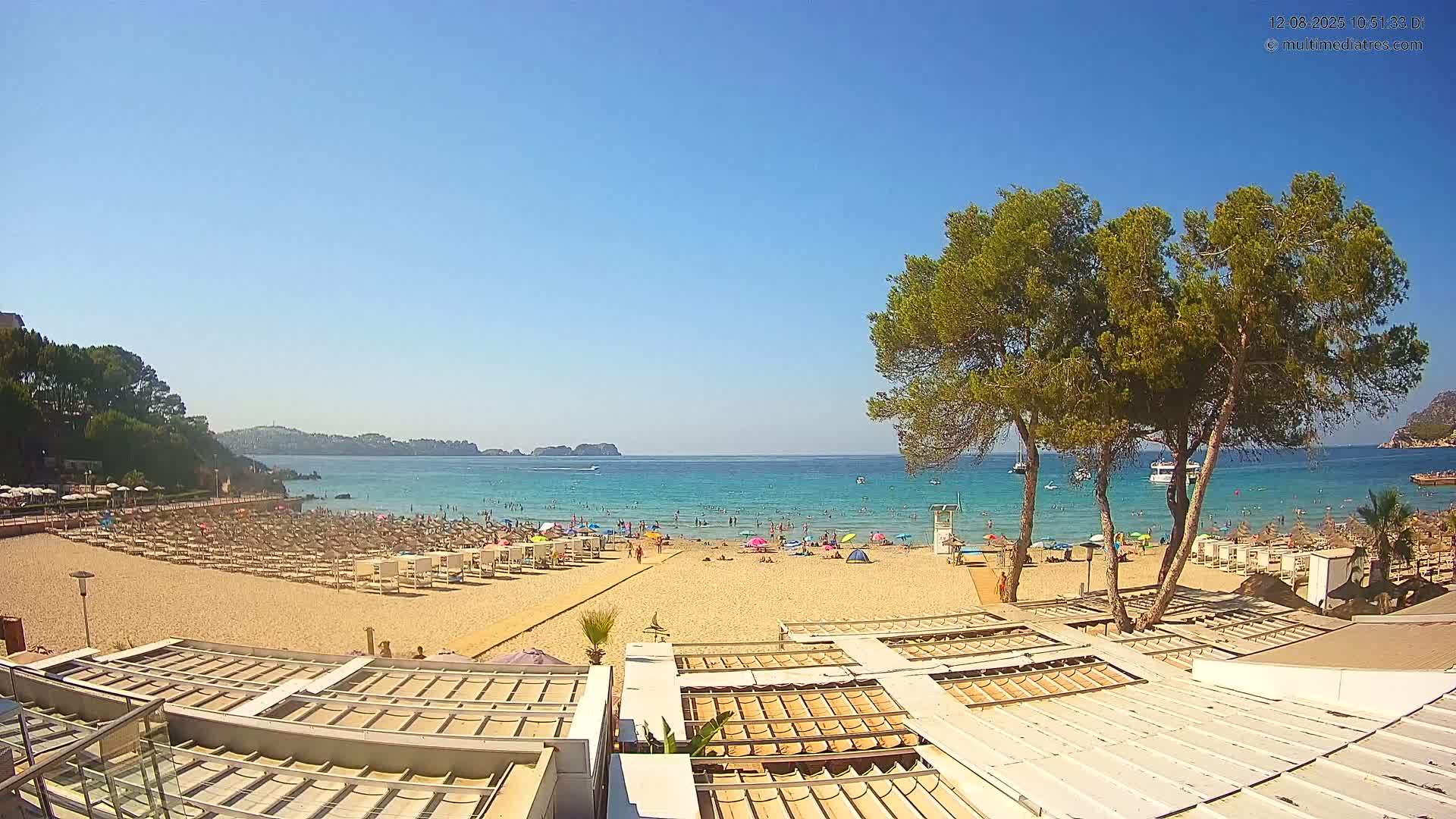 Paguera, Playa Tora Beach from Mar y Mar Restaurant Live Cam - Mallorca, Balearic Islands, Spain