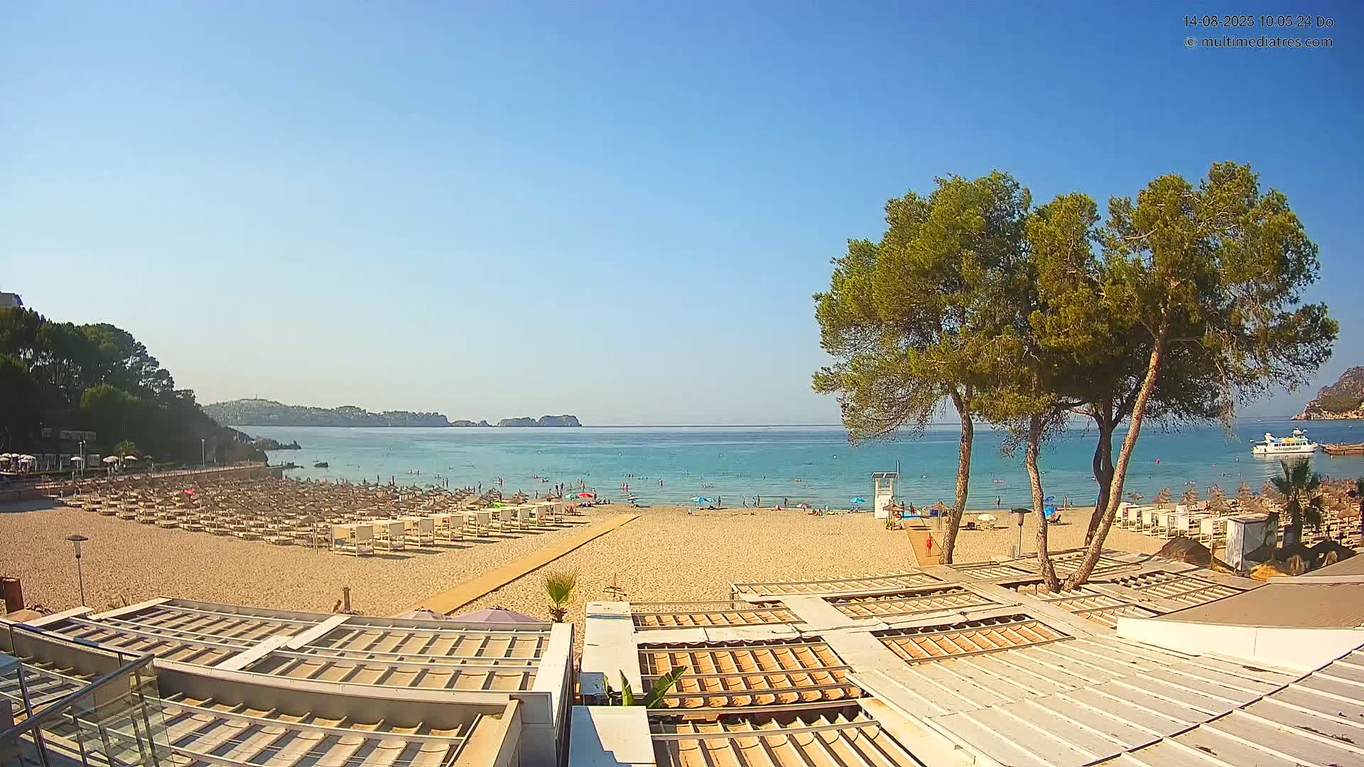 Paguera, Playa Tora Beach from Mar y Mar Restaurant Live Cam - Mallorca, Balearic Islands, Spain