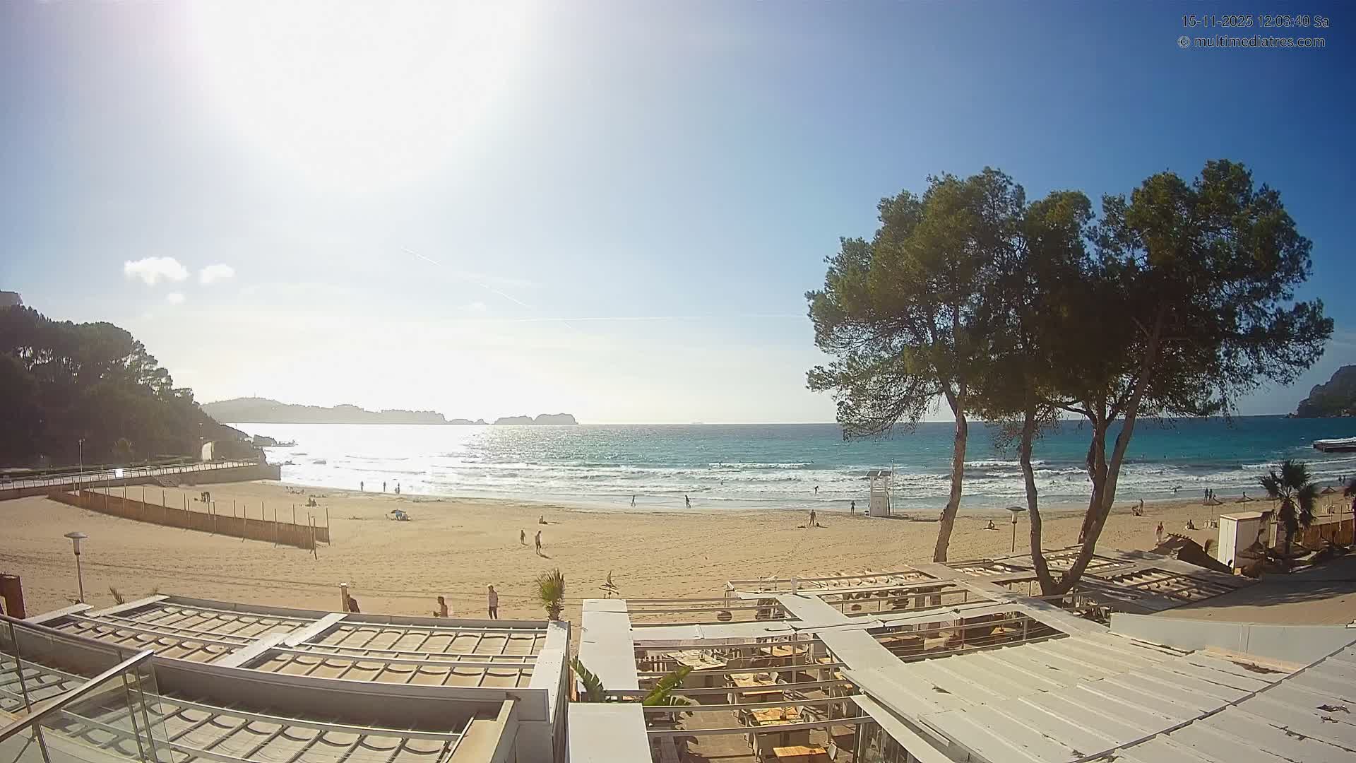 Paguera, Playa Tora Beach from Mar y Mar Restaurant Live Cam - Mallorca, Balearic Islands, Spain