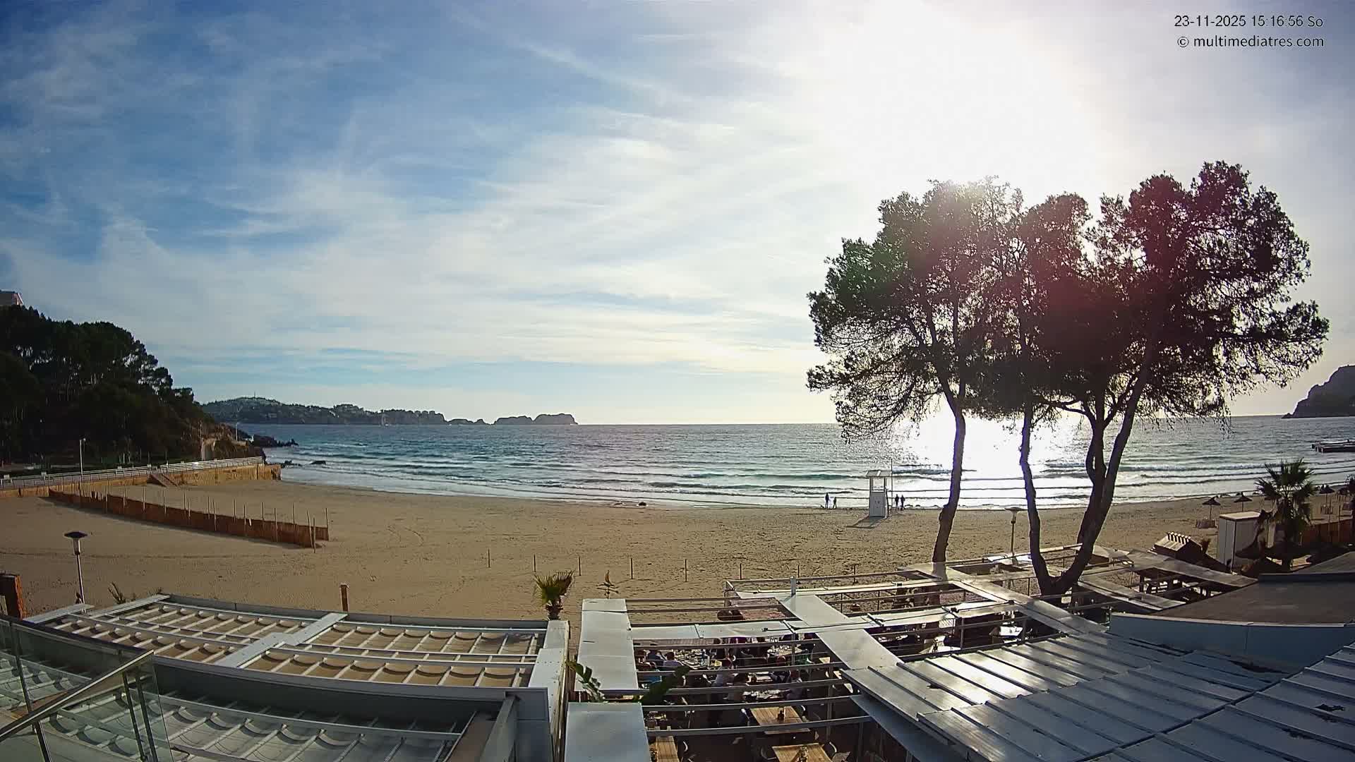 Paguera, Playa Tora Beach from Mar y Mar Restaurant Live Cam - Mallorca, Balearic Islands, Spain