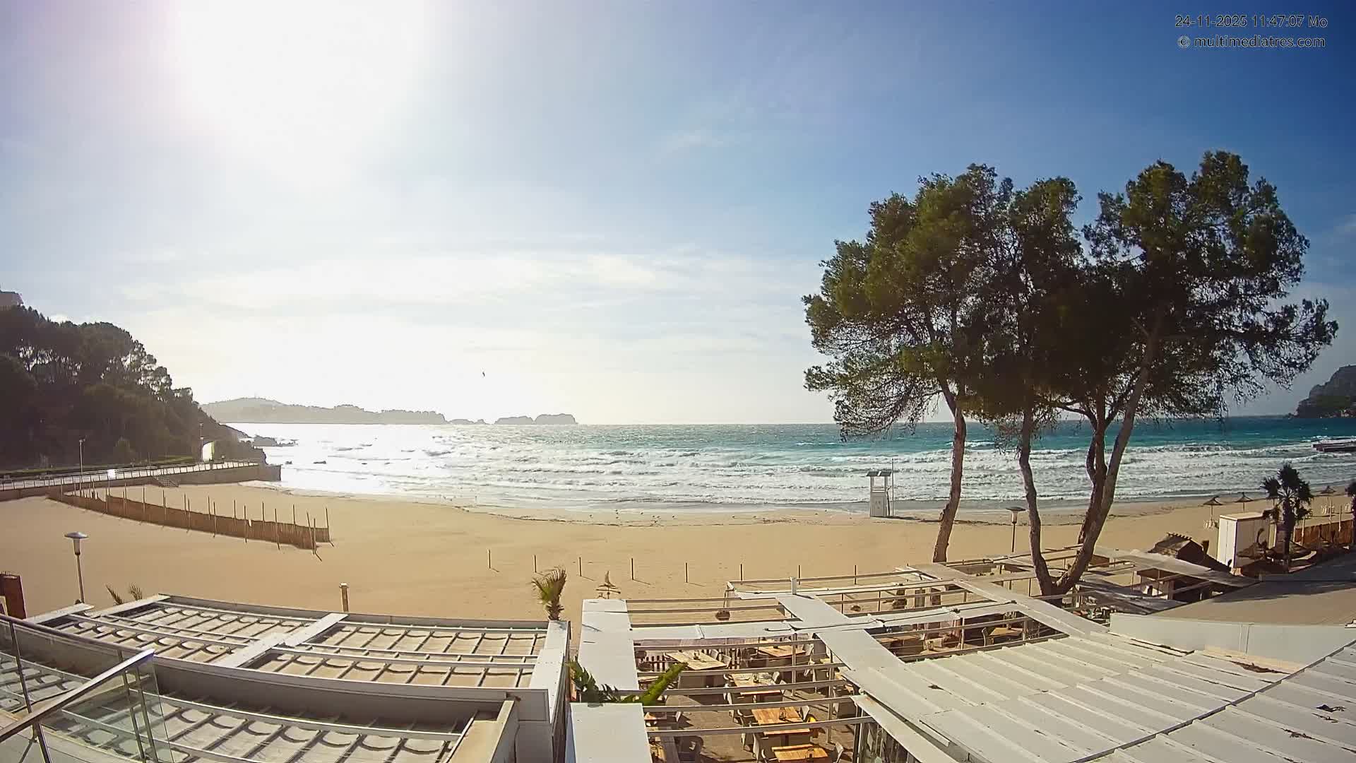 Paguera, Playa Tora Beach from Mar y Mar Restaurant Live Cam - Mallorca, Balearic Islands, Spain