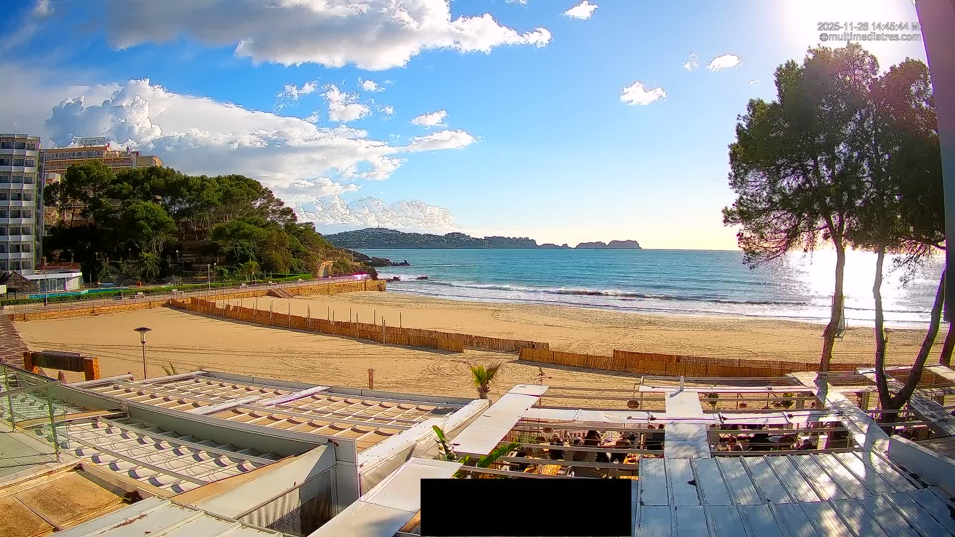 Paguera, Playa Tora Beach from Mar y Mar Restaurant Live Cam - Mallorca, Balearic Islands, Spain