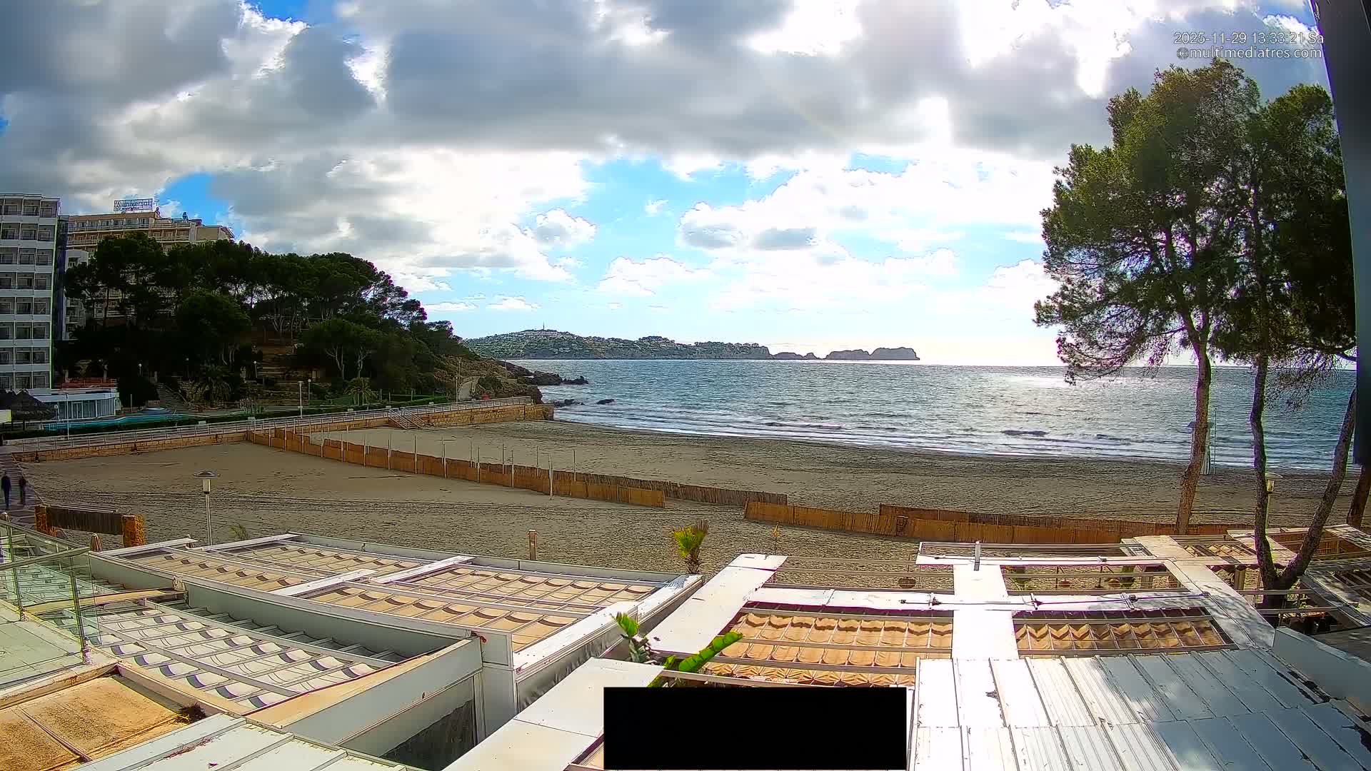 Paguera, Playa Tora Beach from Mar y Mar Restaurant Live Cam - Mallorca, Balearic Islands, Spain