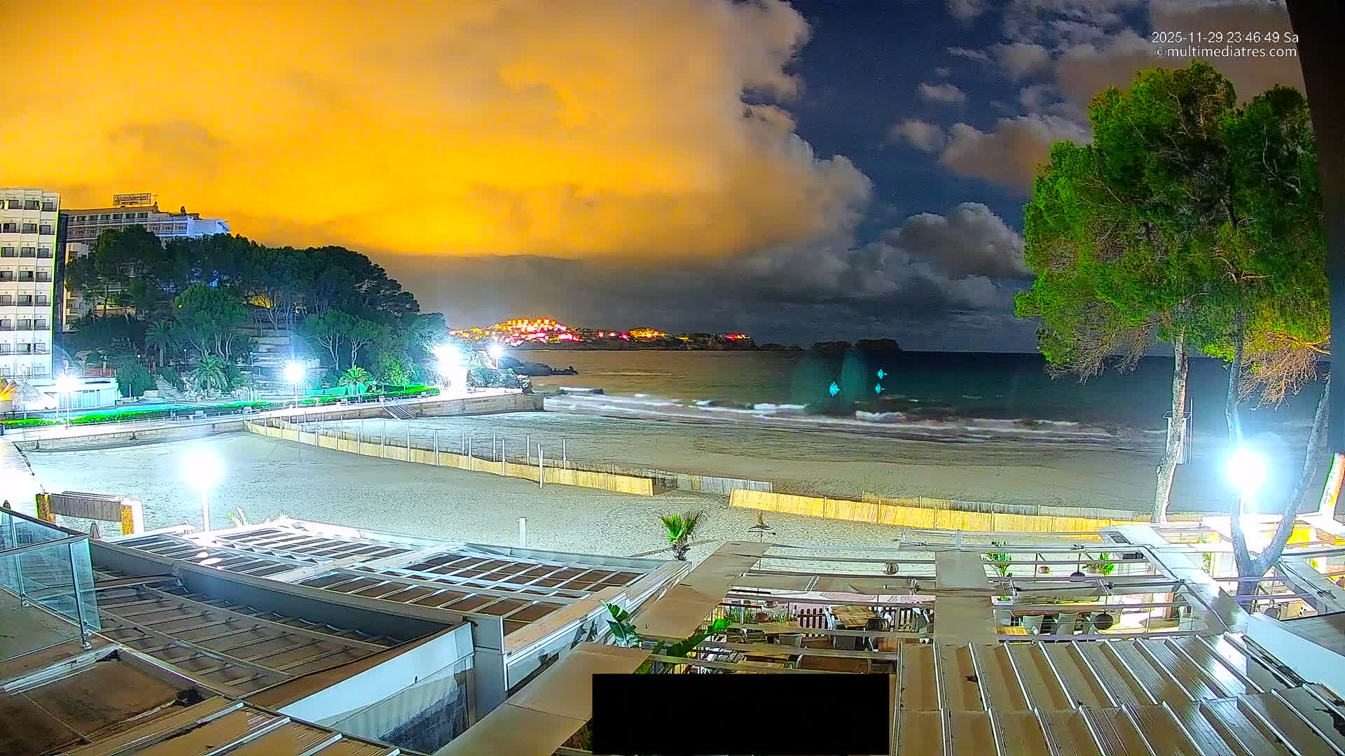 Paguera, Playa Tora Beach from Mar y Mar Restaurant Live Cam - Mallorca, Balearic Islands, Spain