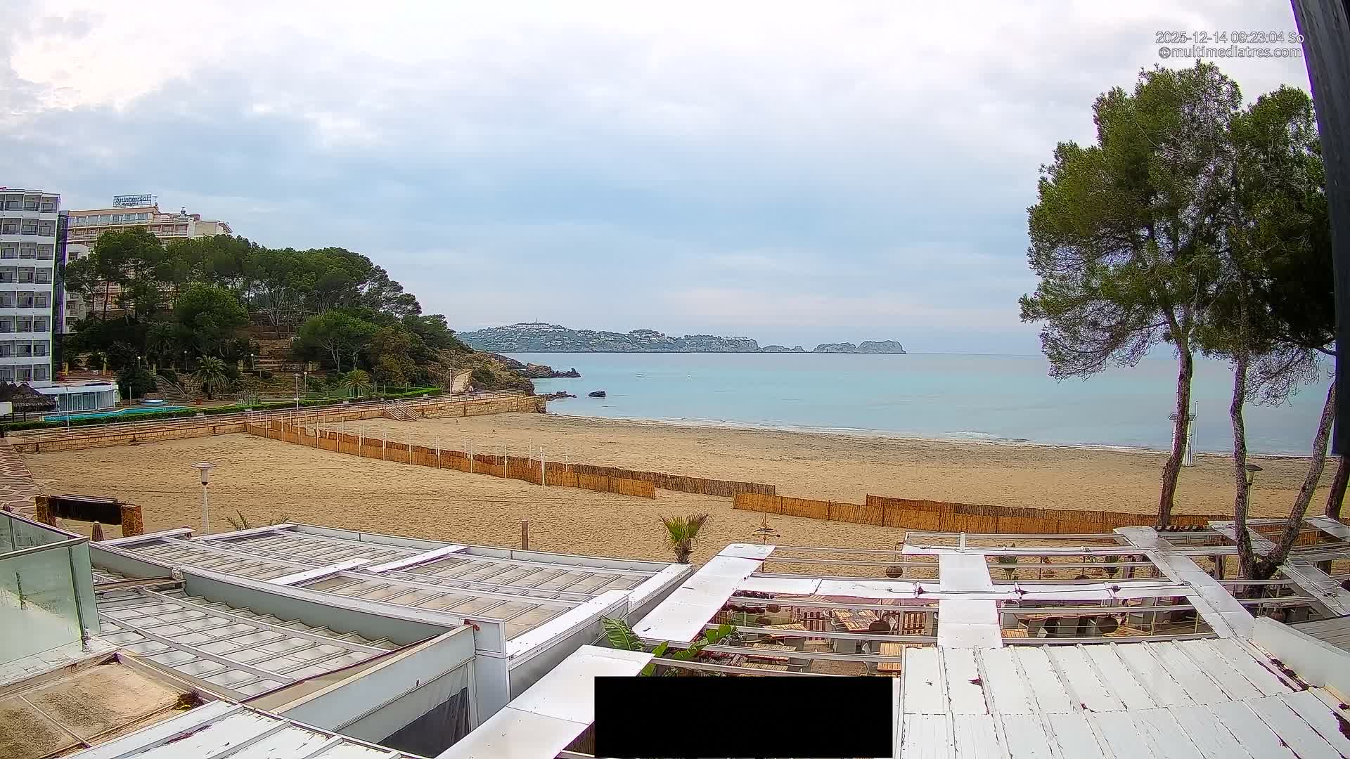 Paguera, Playa Tora Beach from Mar y Mar Restaurant Live Cam - Mallorca, Balearic Islands, Spain