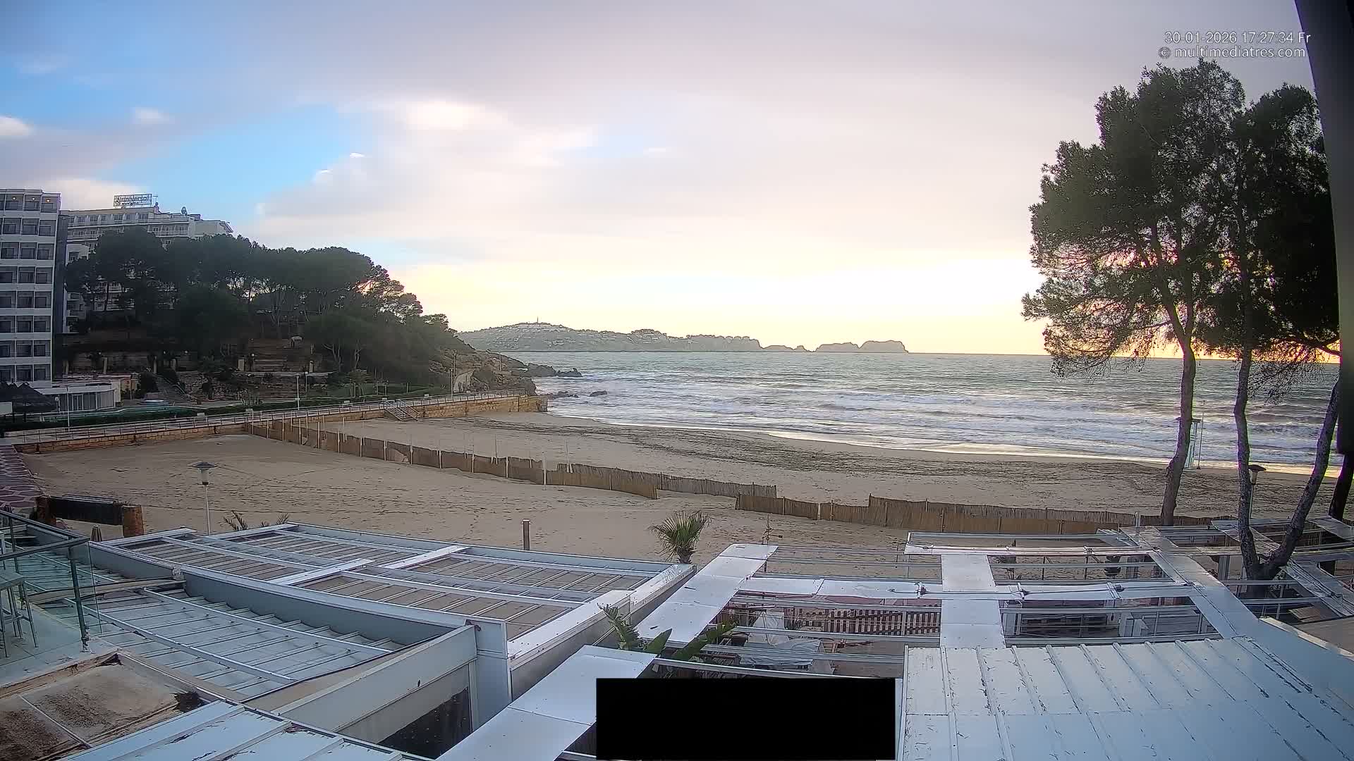 Paguera, Playa Tora Beach from Mar y Mar Restaurant Live Cam - Mallorca, Balearic Islands, Spain