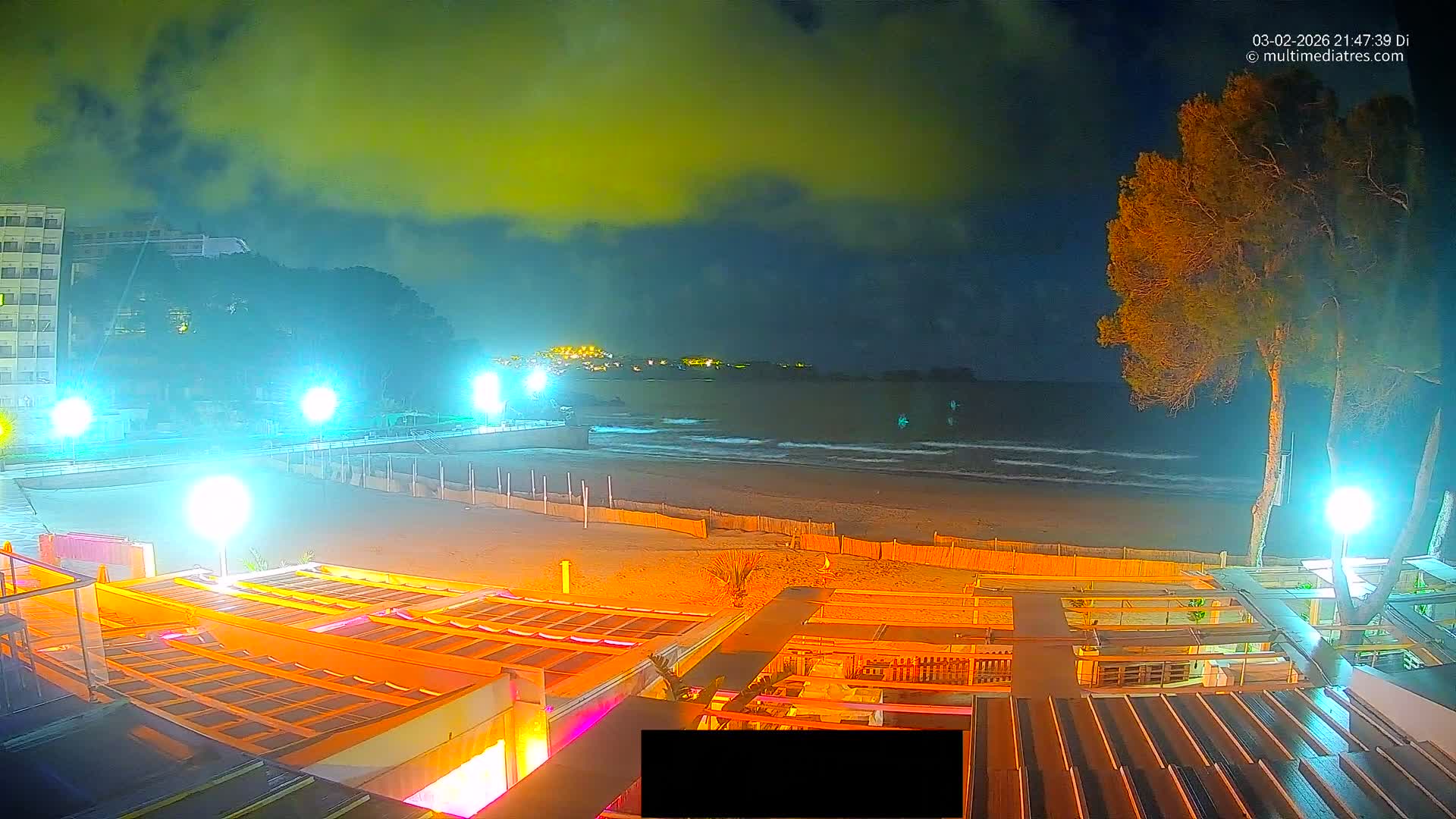 Paguera, Playa Tora Beach from Mar y Mar Restaurant Live Cam - Mallorca, Balearic Islands, Spain