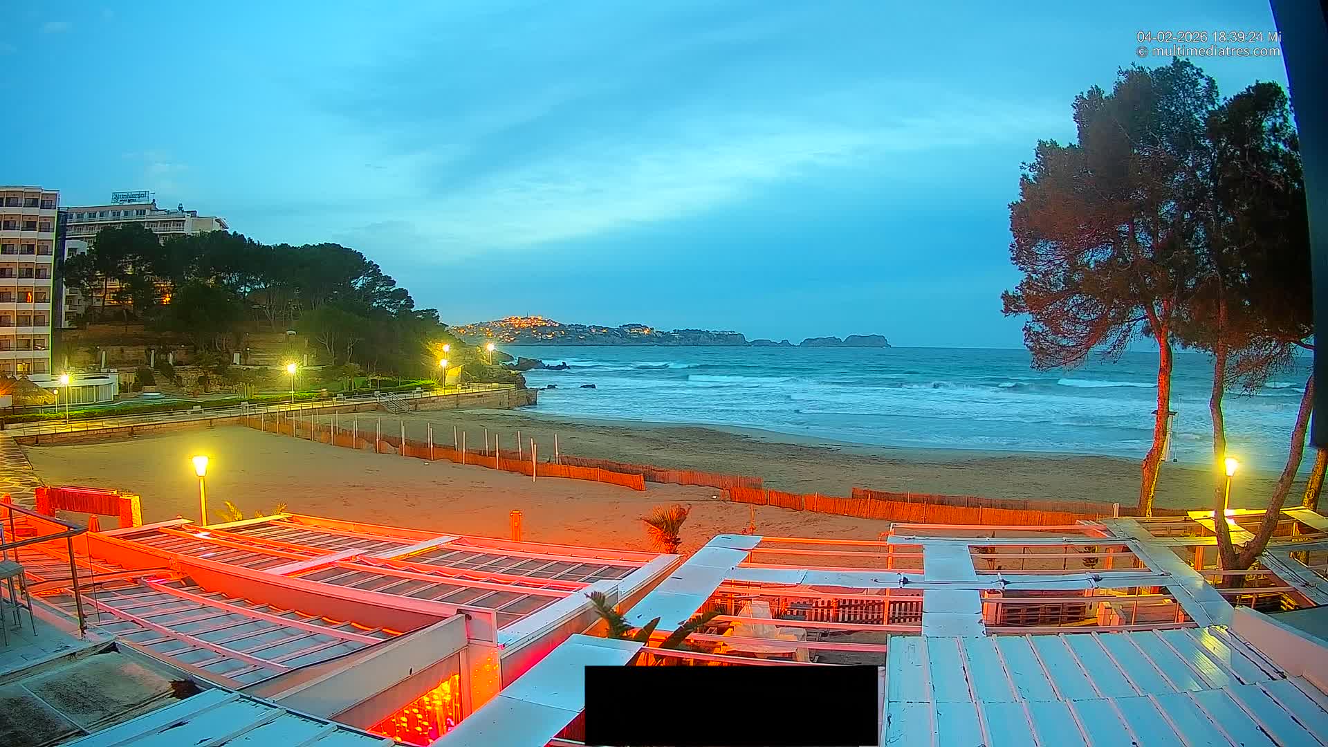 Paguera, Playa Tora Beach from Mar y Mar Restaurant Live Cam - Mallorca, Balearic Islands, Spain