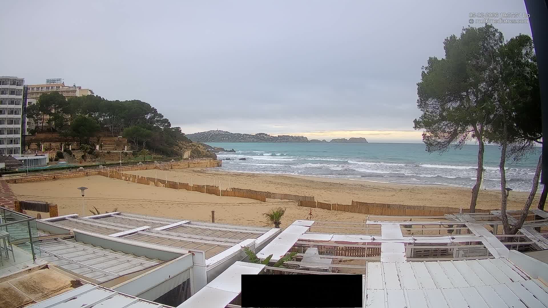 Paguera, Playa Tora Beach from Mar y Mar Restaurant Live Cam - Mallorca, Balearic Islands, Spain
