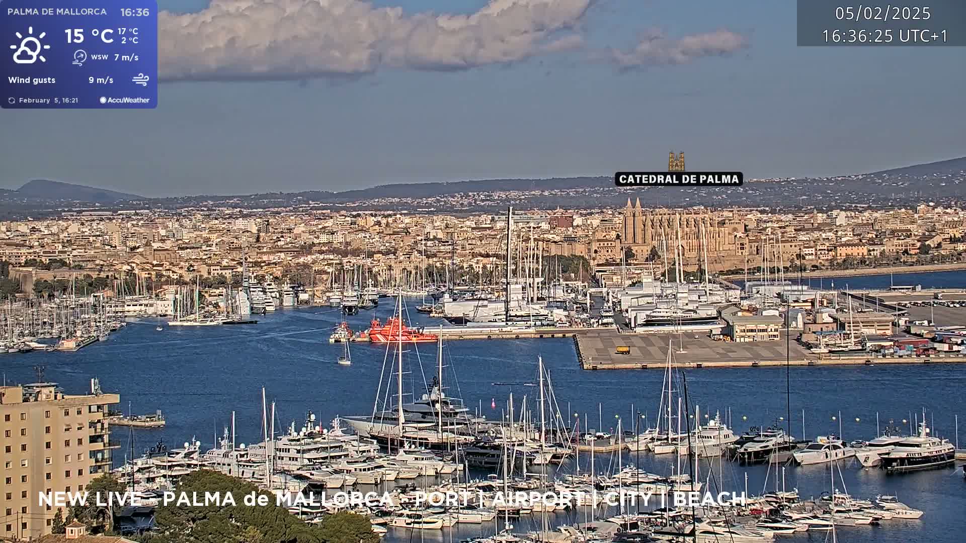 Palma de Mallorca City & Harbor Live Cam - Palma de mallorca, Balearic Islands, Spain