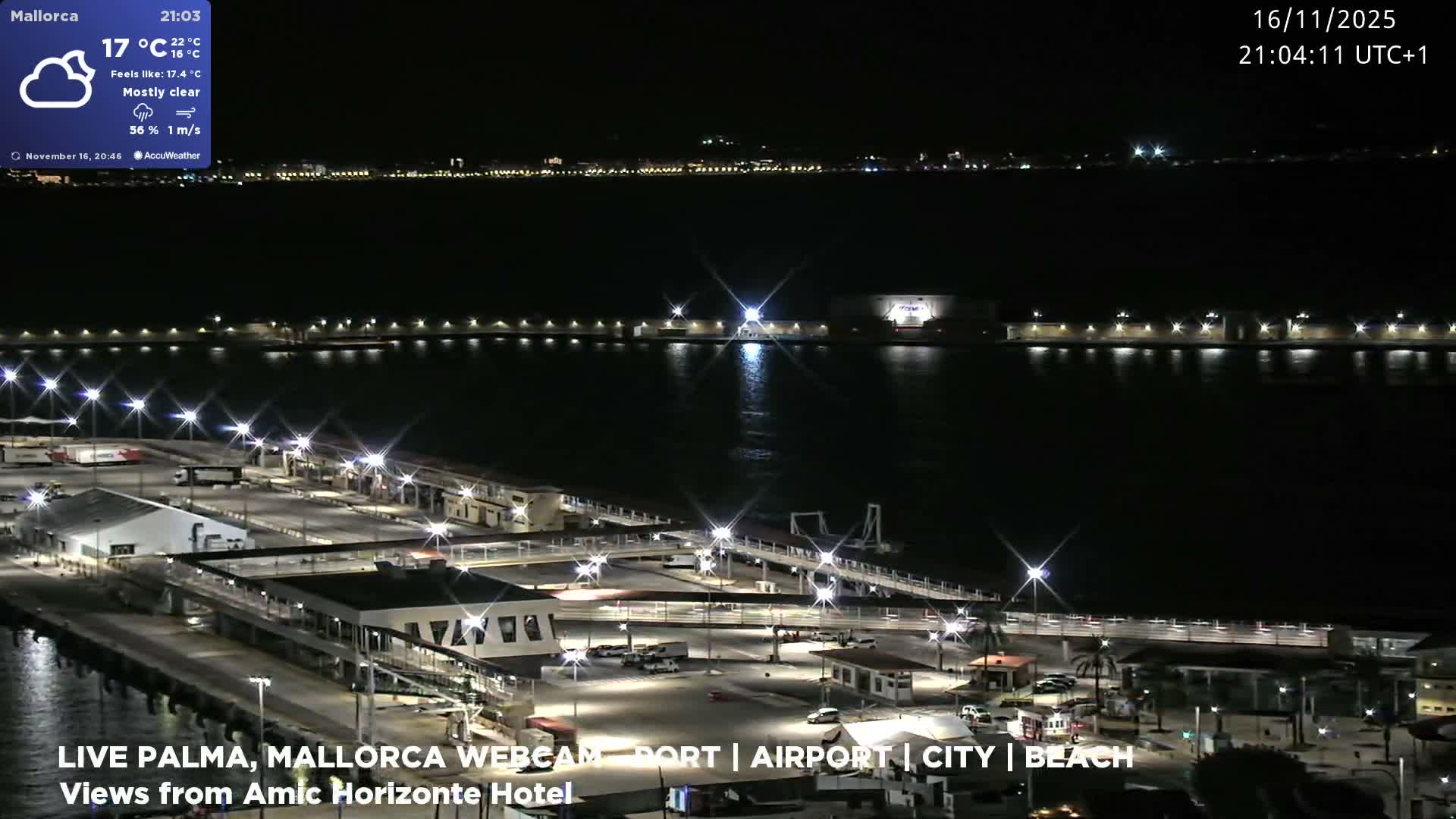 Palma de Mallorca City & Harbor Live Cam - Portopi , Ponent Discrict, Palma de Mallorca, Balearic Islands, Spain