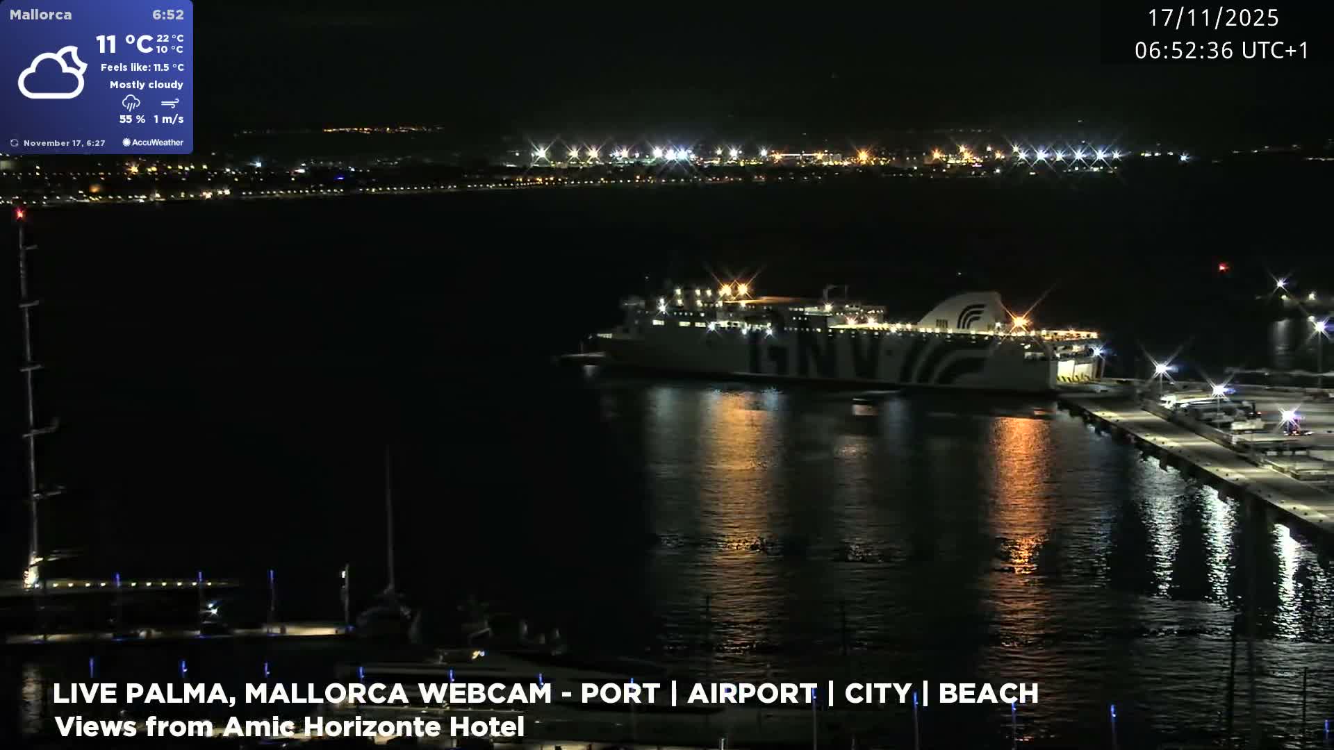 Palma de Mallorca City & Harbor Live Cam - Portopi , Ponent Discrict, Palma de Mallorca, Balearic Islands, Spain