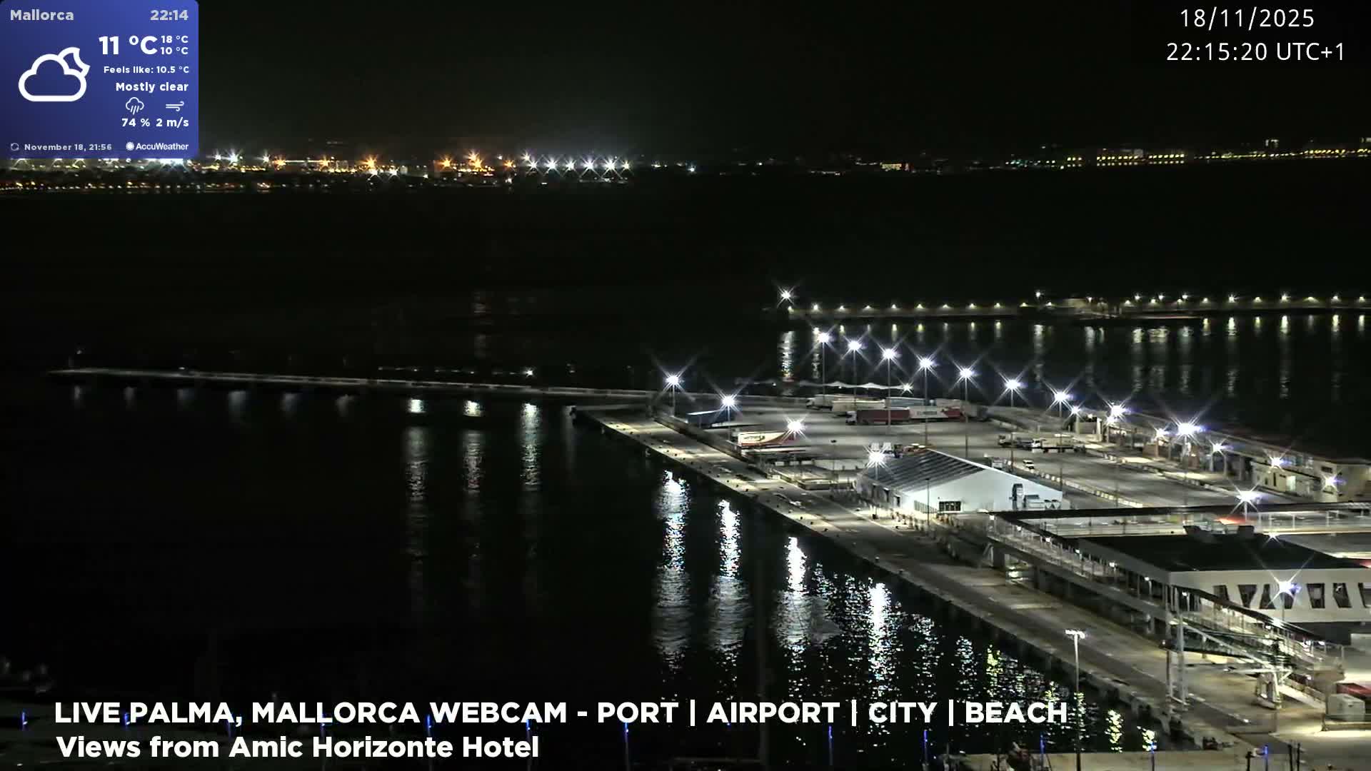 Palma de Mallorca City & Harbor Live Cam - Portopi , Ponent Discrict, Palma de Mallorca, Balearic Islands, Spain