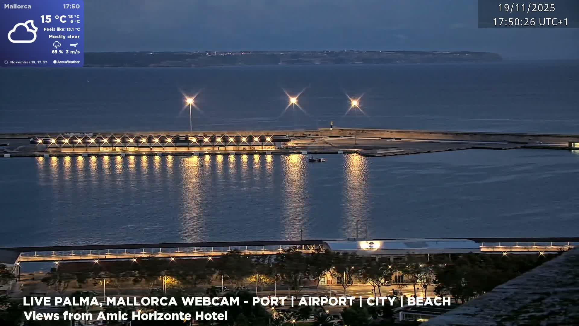 Palma de Mallorca City & Harbor Live Cam - Portopi , Ponent Discrict, Palma de Mallorca, Balearic Islands, Spain