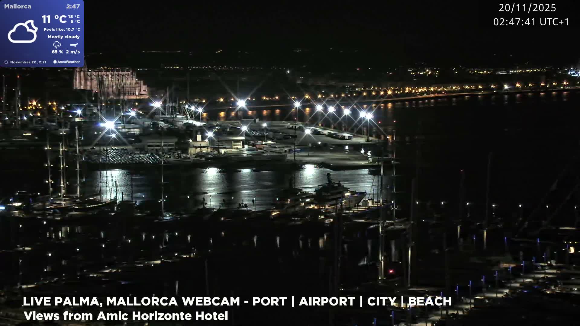 Palma de Mallorca City & Harbor Live Cam - Portopi , Ponent Discrict, Palma de Mallorca, Balearic Islands, Spain