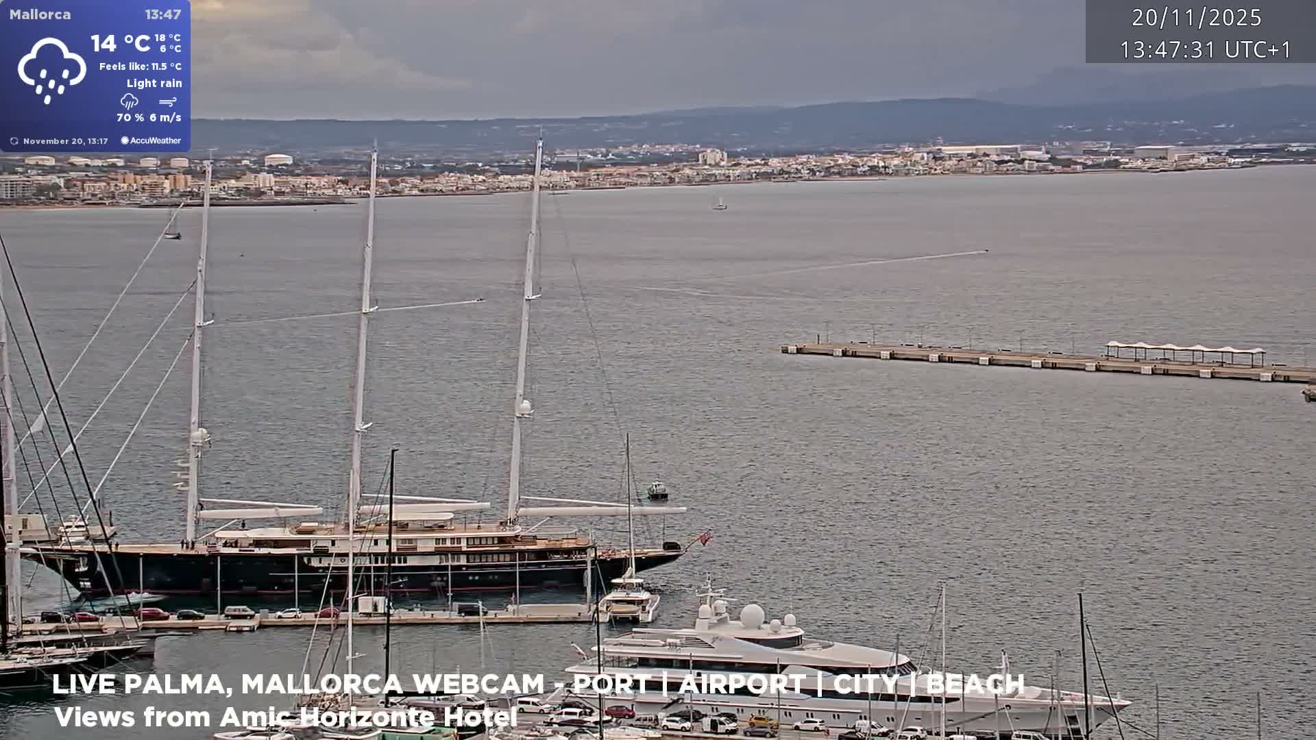 Palma de Mallorca City & Harbor Live Cam - Portopi , Ponent Discrict, Palma de Mallorca, Balearic Islands, Spain