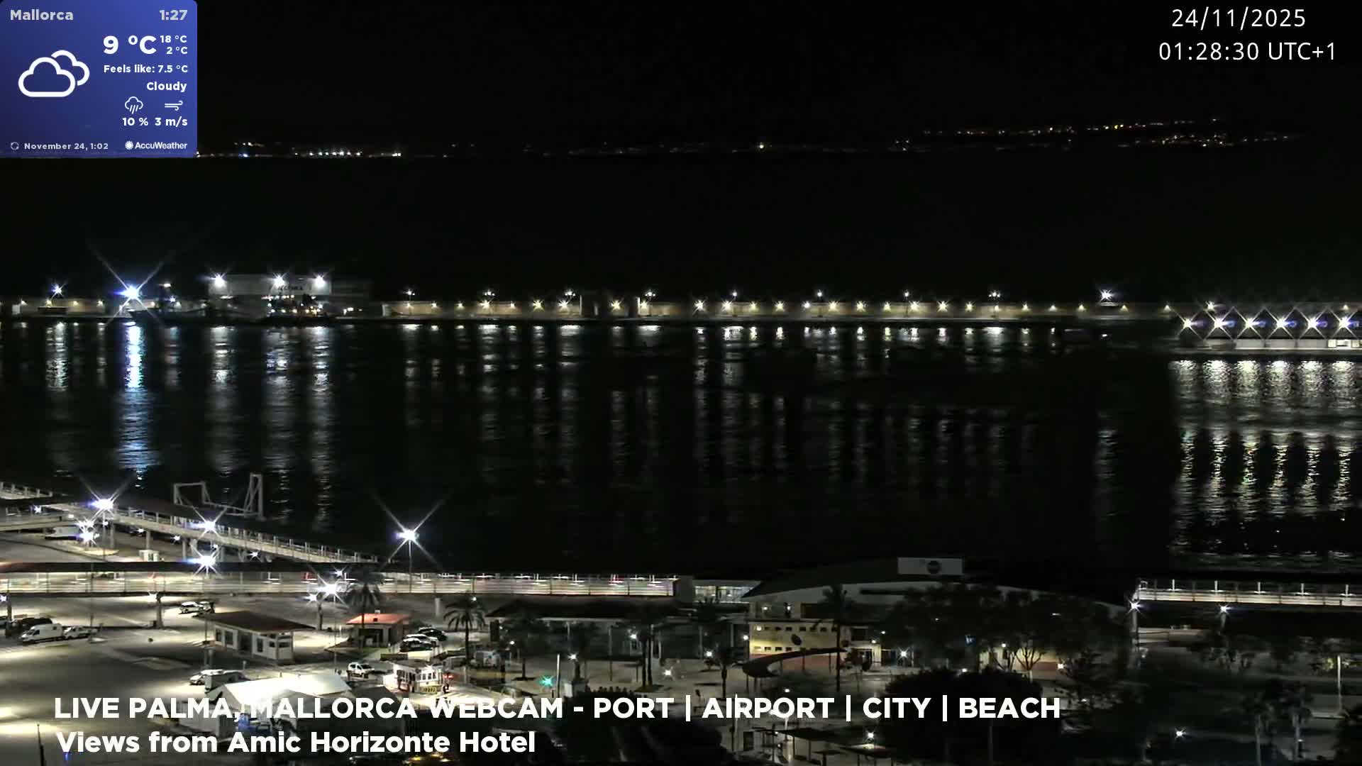 Palma de Mallorca City & Harbor Live Cam - Portopi , Ponent Discrict, Palma de Mallorca, Balearic Islands, Spain
