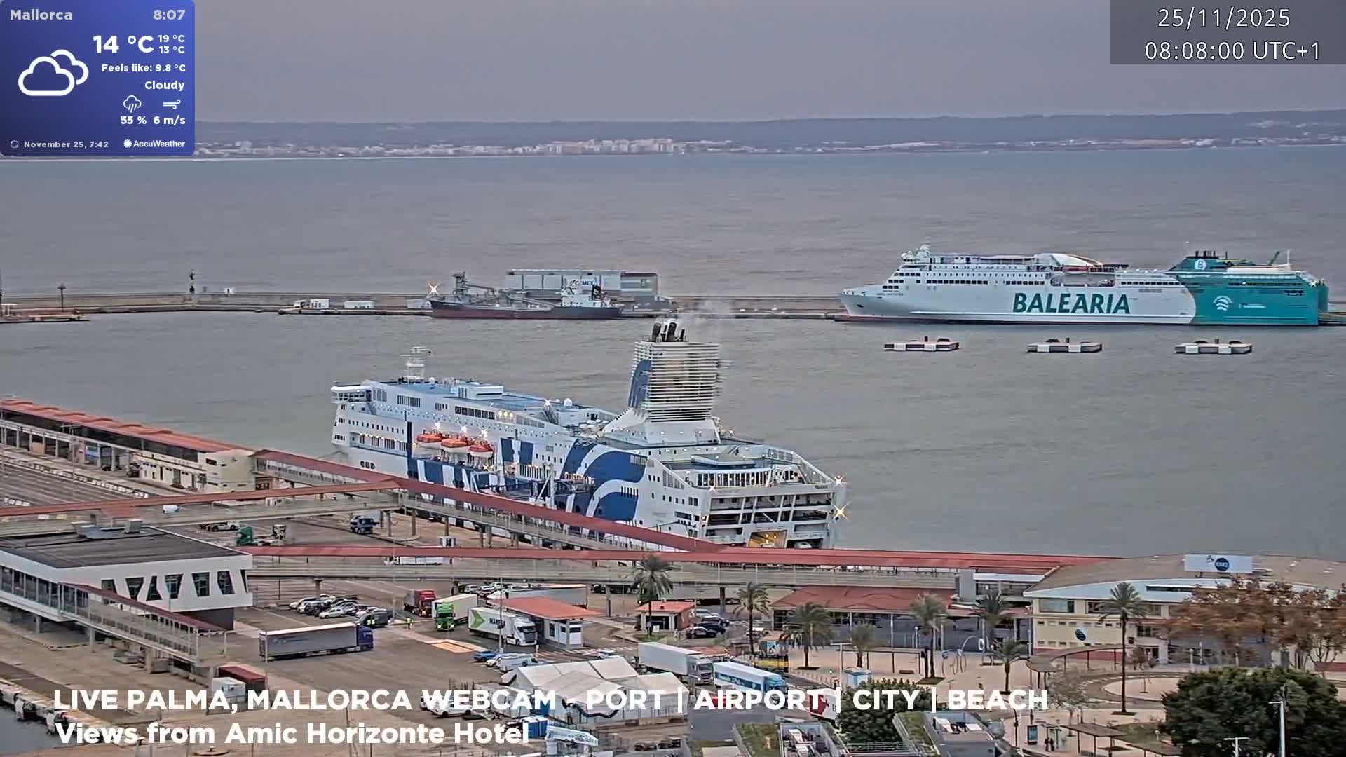 Palma de Mallorca City & Harbor Live Cam - Portopi , Ponent Discrict, Palma de Mallorca, Balearic Islands, Spain