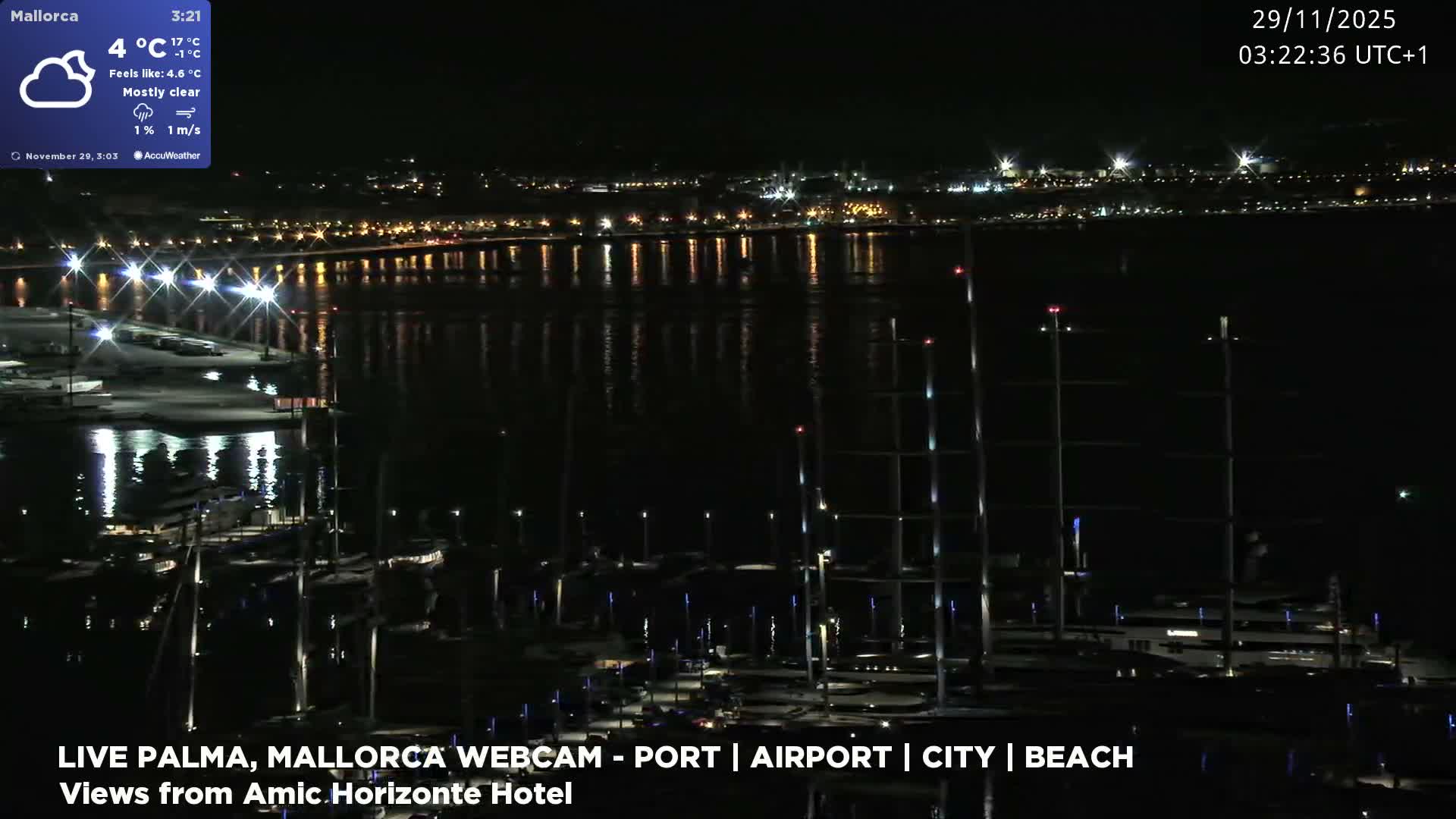 Palma de Mallorca City & Harbor Live Cam - Portopi , Ponent Discrict, Palma de Mallorca, Balearic Islands, Spain