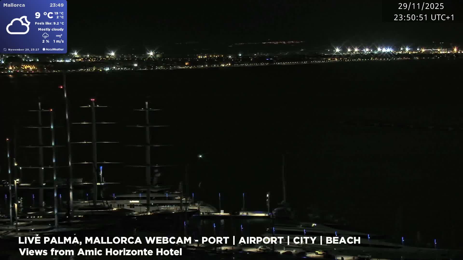 Palma de Mallorca City & Harbor Live Cam - Portopi , Ponent Discrict, Palma de Mallorca, Balearic Islands, Spain
