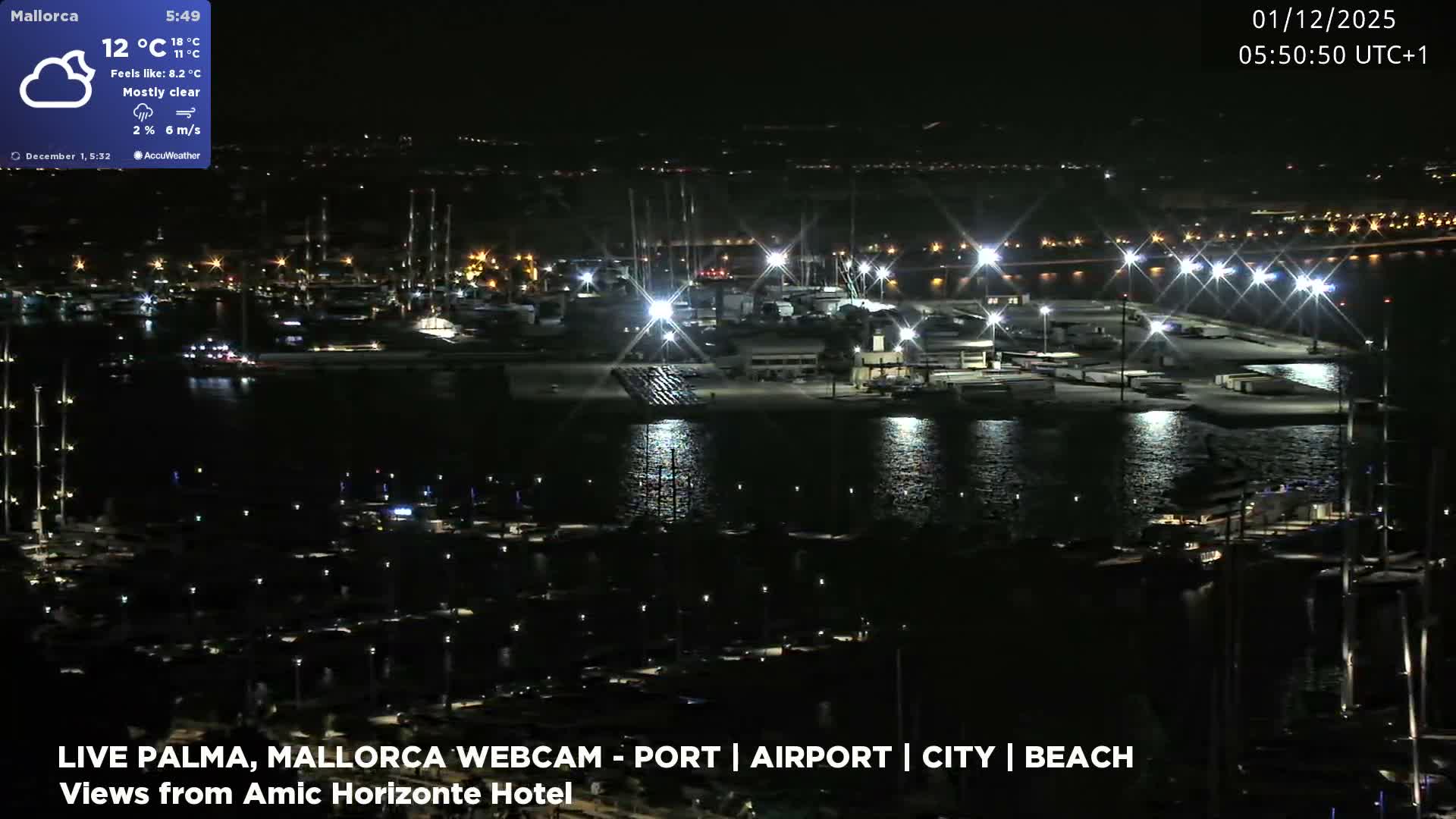 Palma de Mallorca City & Harbor Live Cam - Portopi , Ponent Discrict, Palma de Mallorca, Balearic Islands, Spain
