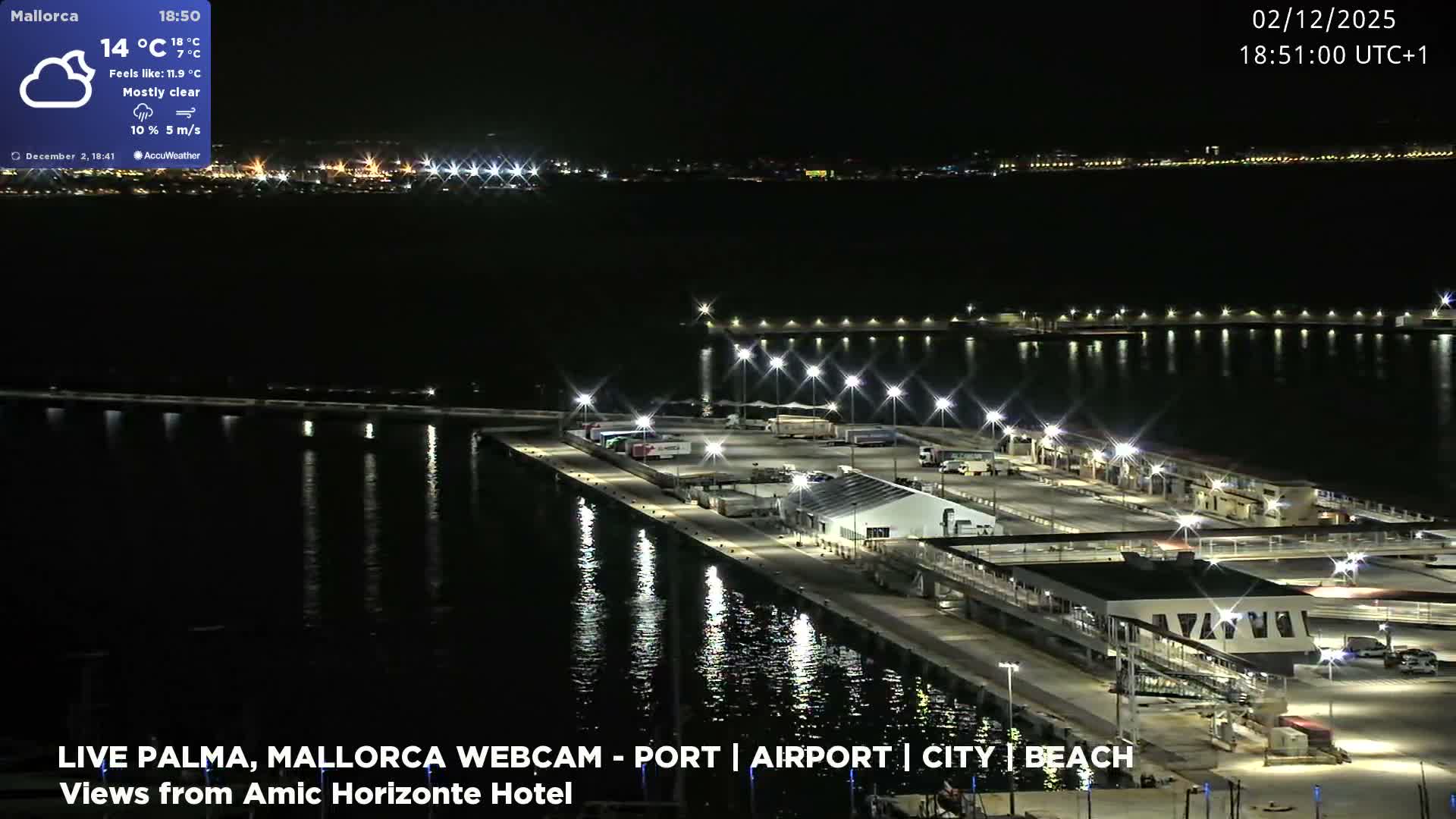 Palma de Mallorca City & Harbor Live Cam - Portopi , Ponent Discrict, Palma de Mallorca, Balearic Islands, Spain
