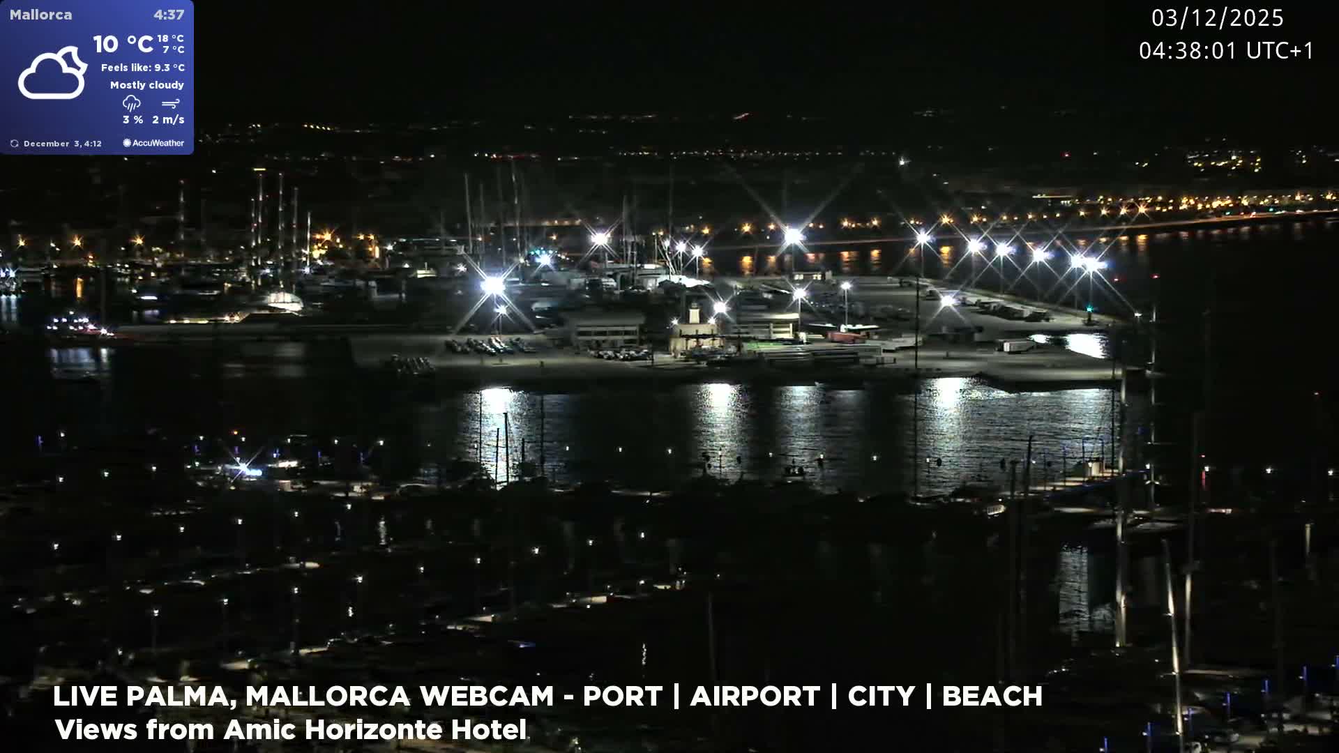 Palma de Mallorca City & Harbor Live Cam - Portopi , Ponent Discrict, Palma de Mallorca, Balearic Islands, Spain