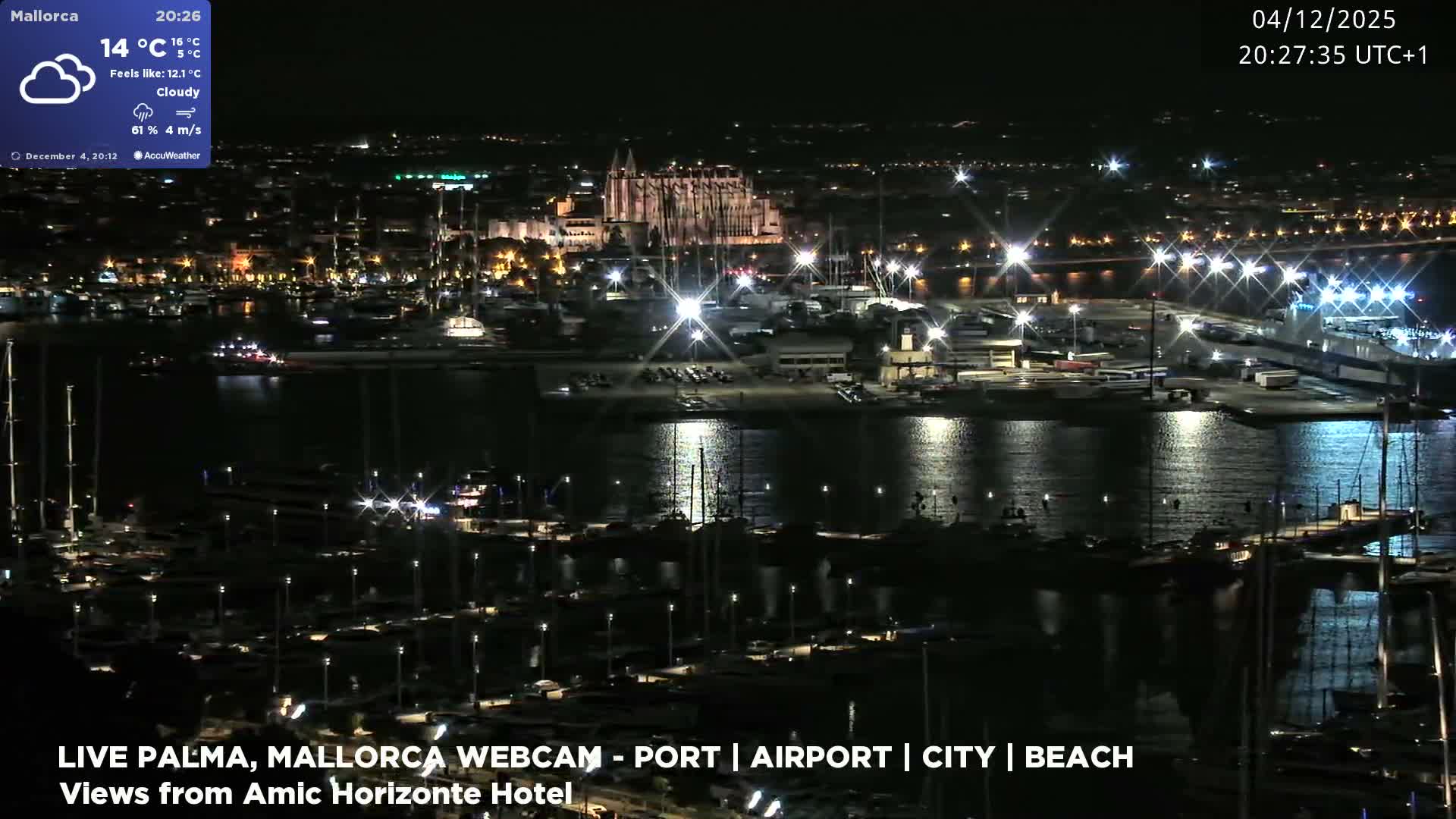 Palma de Mallorca City & Harbor Live Cam - Portopi , Ponent Discrict, Palma de Mallorca, Balearic Islands, Spain