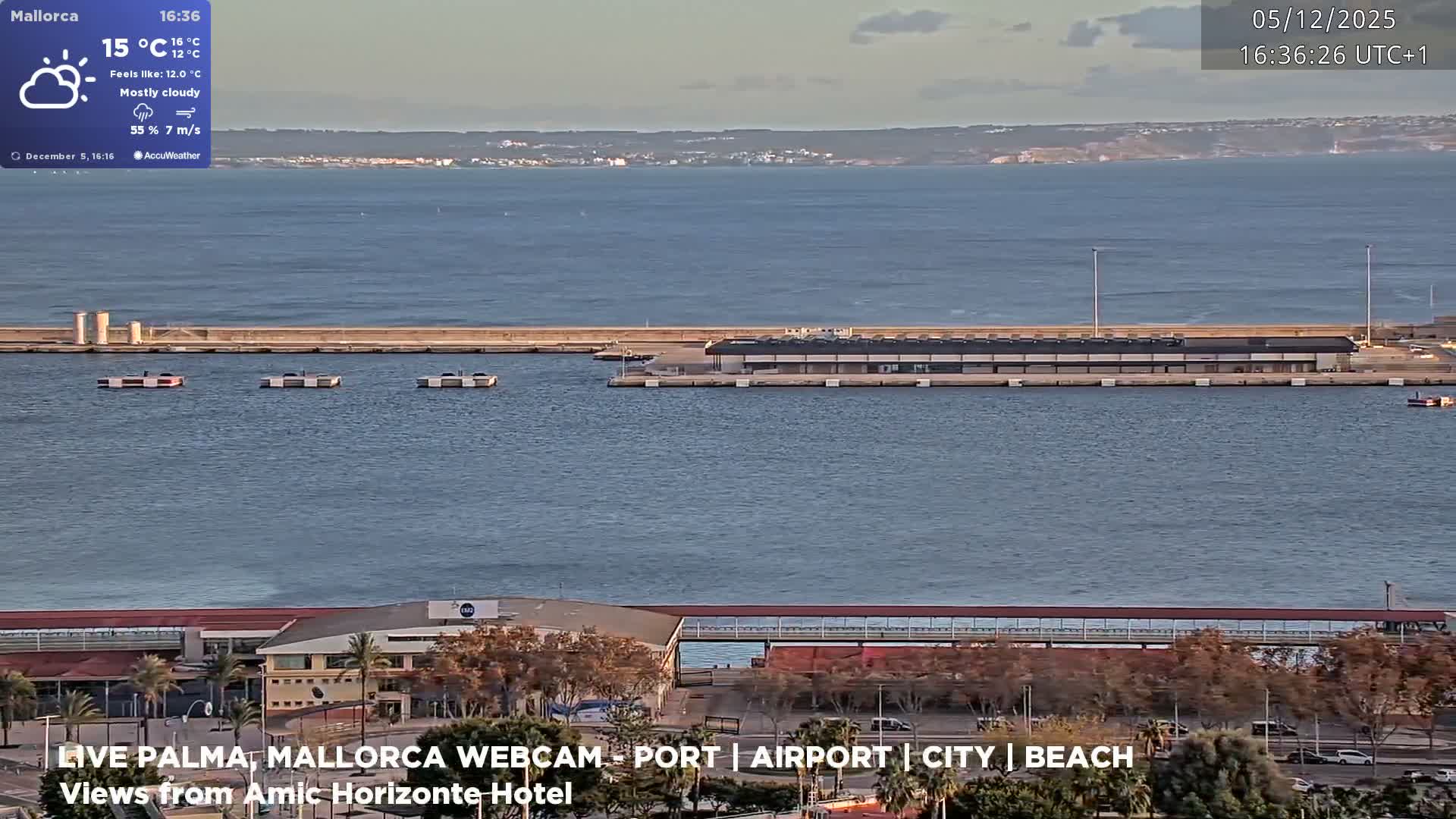 Palma de Mallorca City & Harbor Live Cam - Portopi , Ponent Discrict, Palma de Mallorca, Balearic Islands, Spain