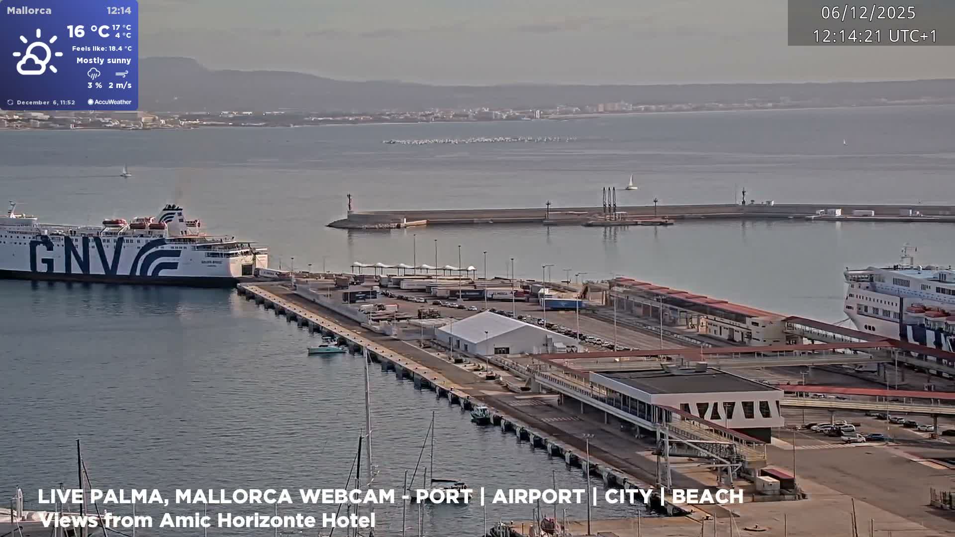Palma de Mallorca City & Harbor Live Cam - Portopi , Ponent Discrict, Palma de Mallorca, Balearic Islands, Spain