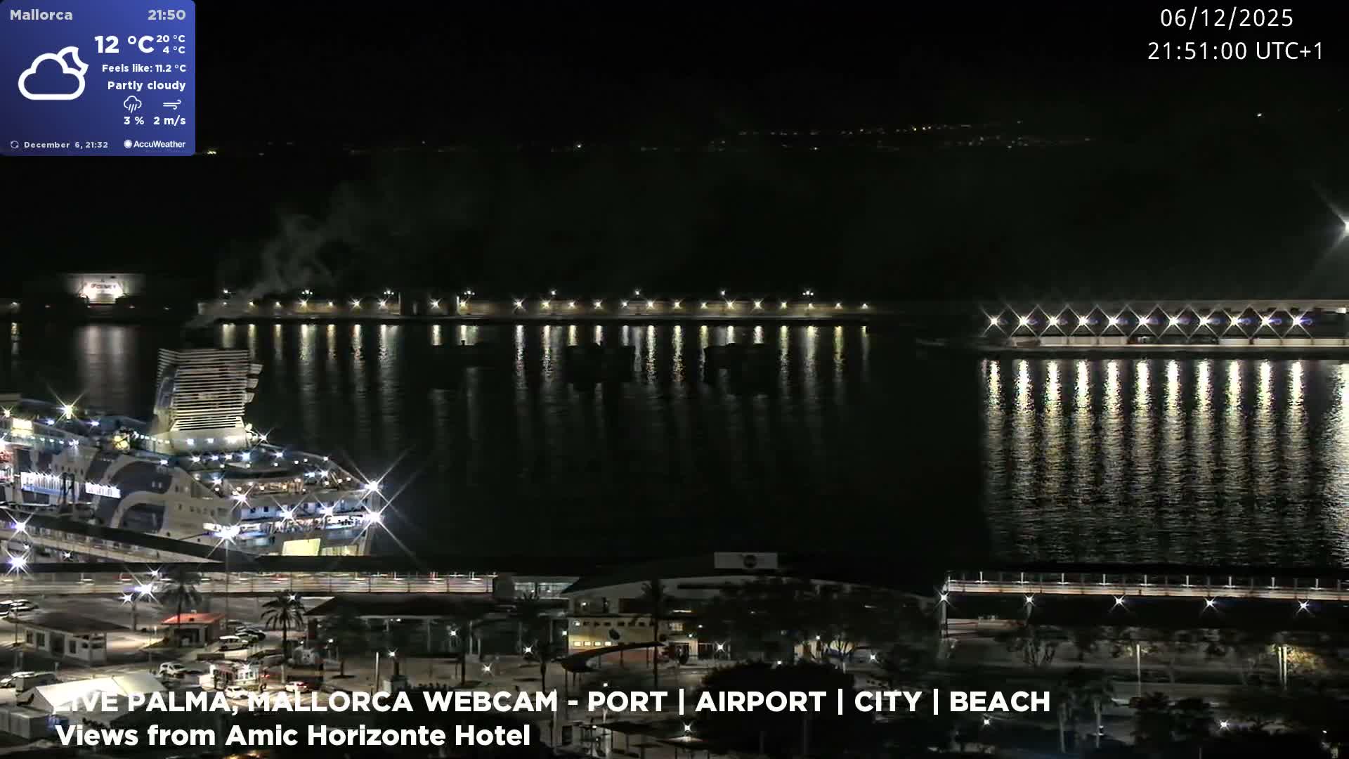 Palma de Mallorca City & Harbor Live Cam - Portopi , Ponent Discrict, Palma de Mallorca, Balearic Islands, Spain