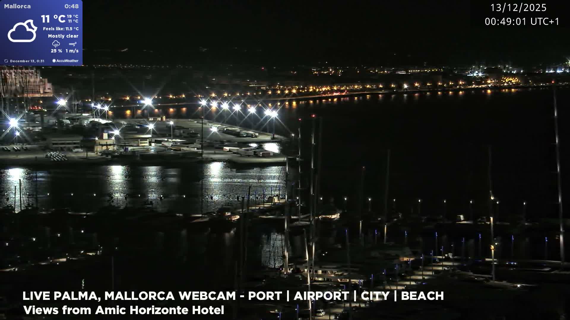 Palma de Mallorca City & Harbor Live Cam - Portopi , Ponent Discrict, Palma de Mallorca, Balearic Islands, Spain