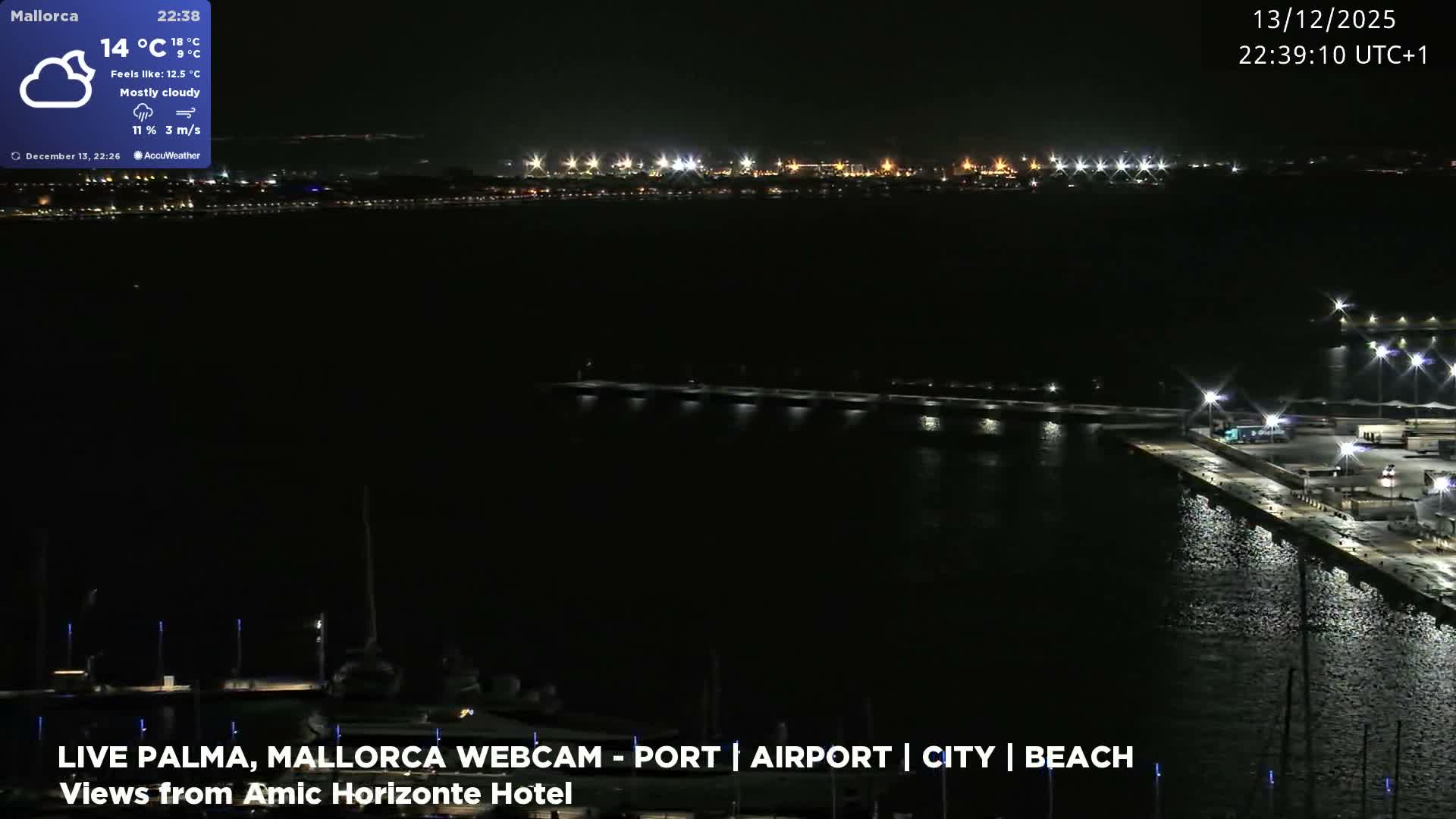 Palma de Mallorca City & Harbor Live Cam - Portopi , Ponent Discrict, Palma de Mallorca, Balearic Islands, Spain
